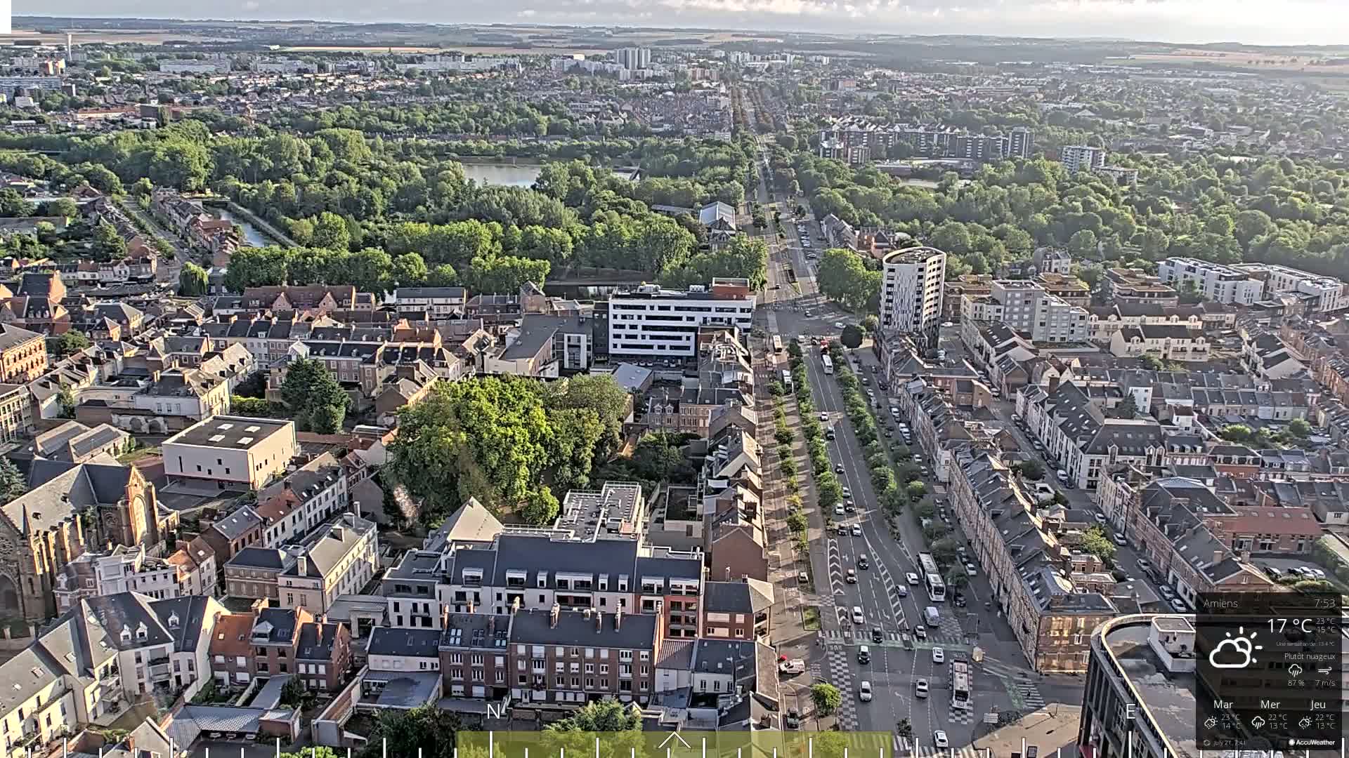 Amiens City Panaromic Skyline PTZ Live Cam - Amiens, Somme, Hauts-de-France, France