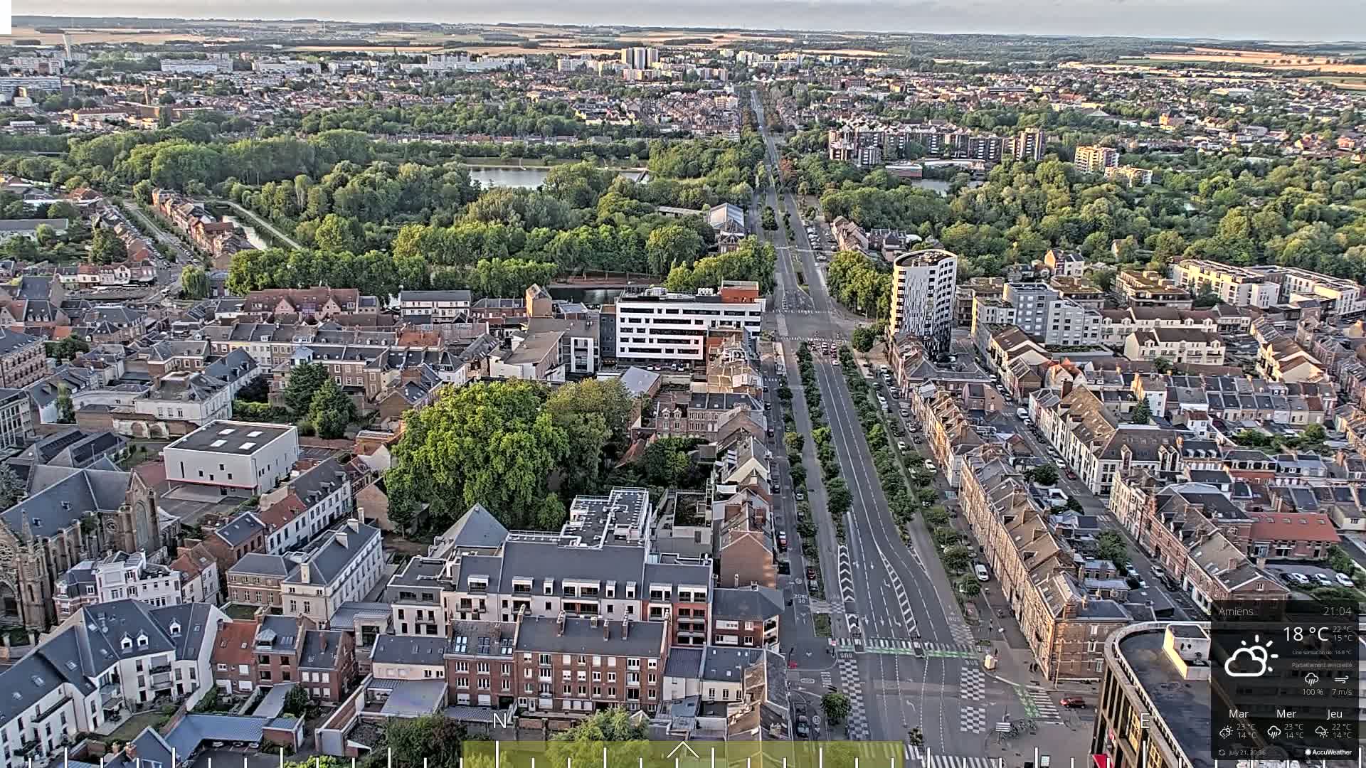 Amiens City Panaromic Skyline PTZ Live Cam - Amiens, Somme, Hauts-de-France, France