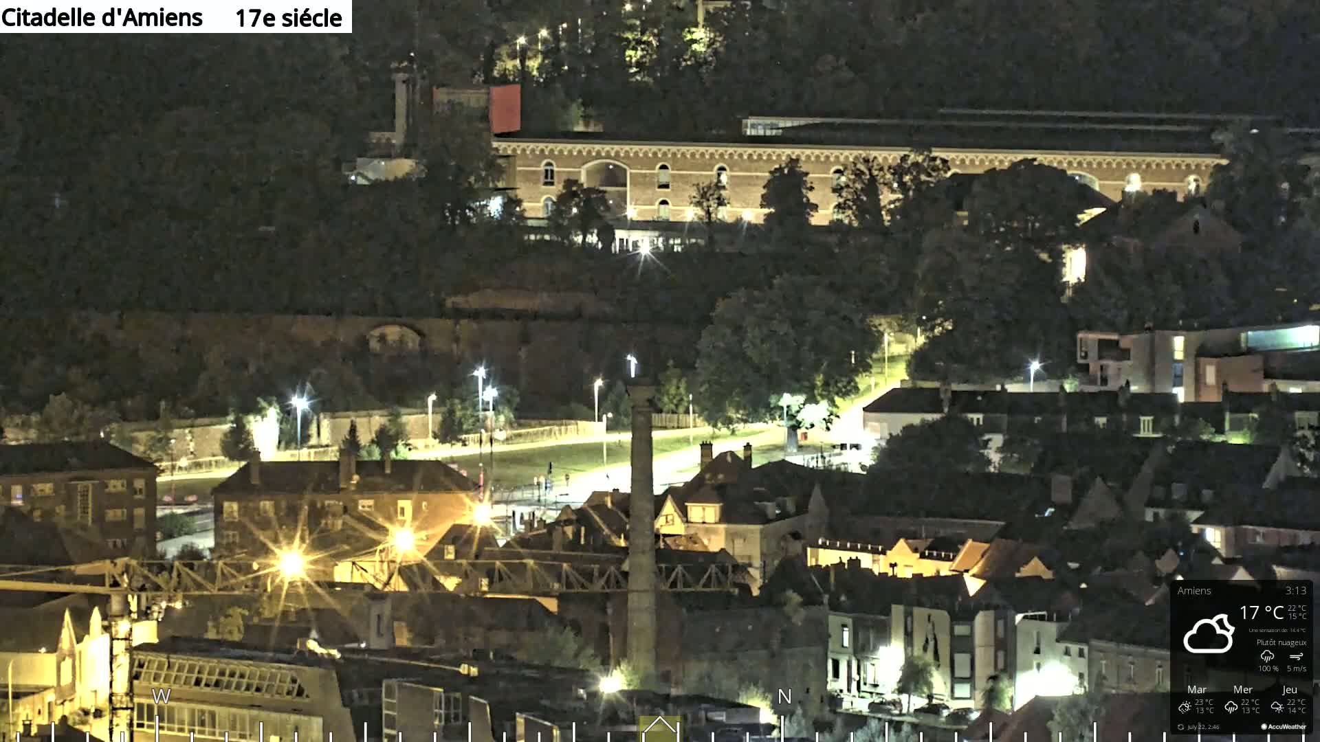 Amiens City Panaromic Skyline PTZ Live Cam - Amiens, Somme, Hauts-de-France, France