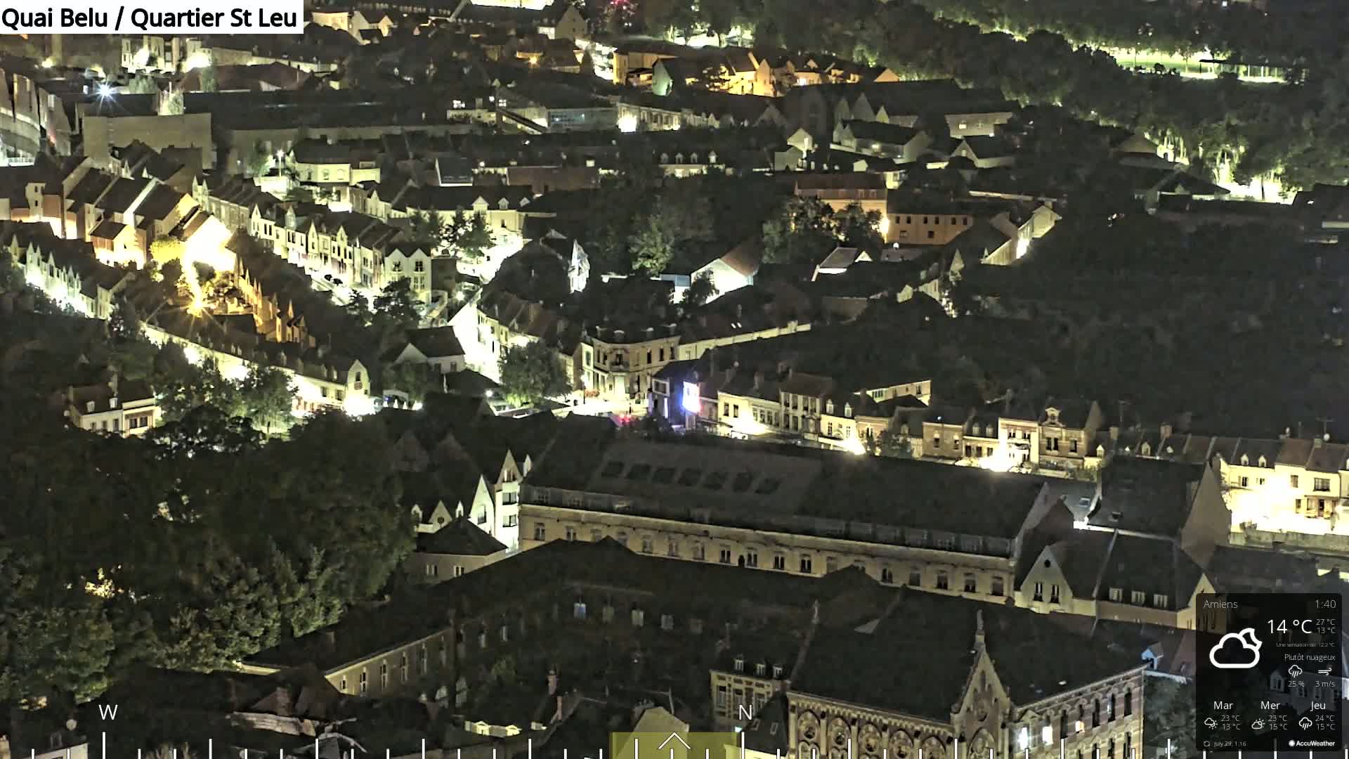 Amiens City Panaromic Skyline PTZ Live Cam - Amiens, Somme, Hauts-de-France, France