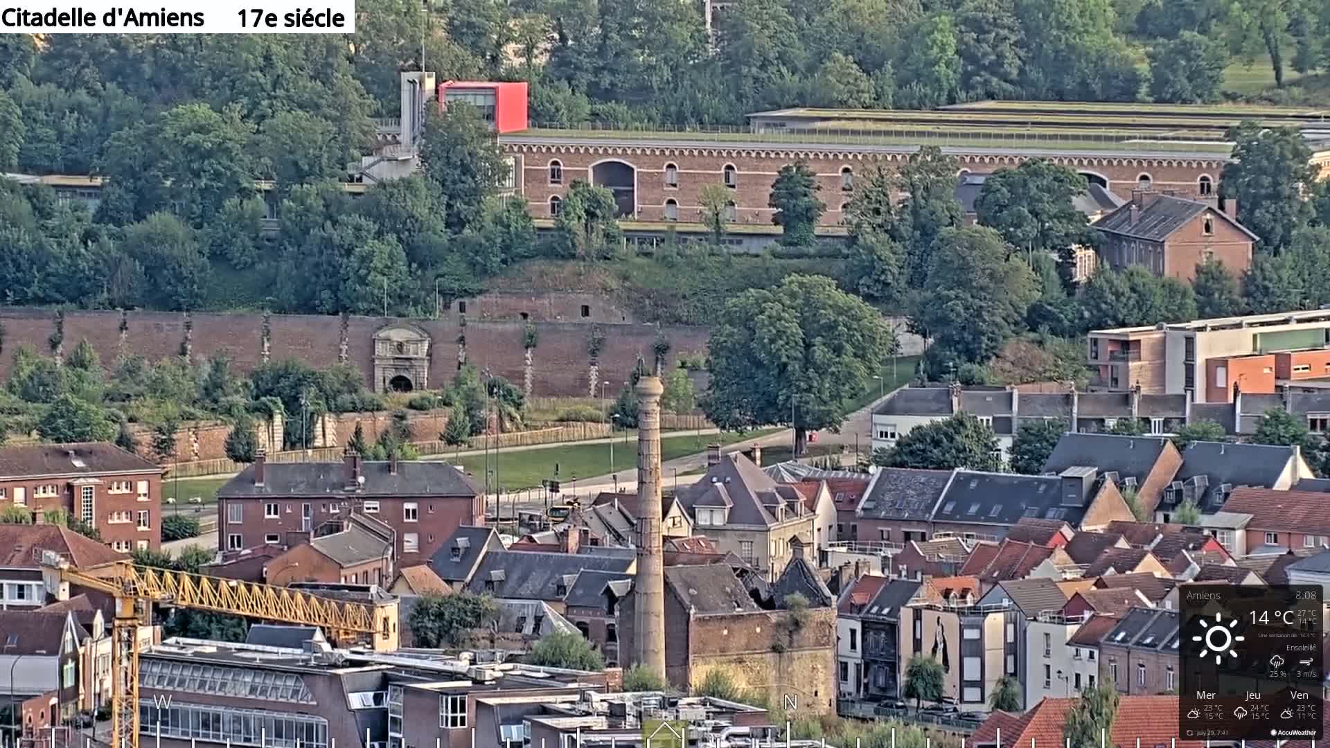 Amiens City Panaromic Skyline PTZ Live Cam - Amiens, Somme, Hauts-de-France, France