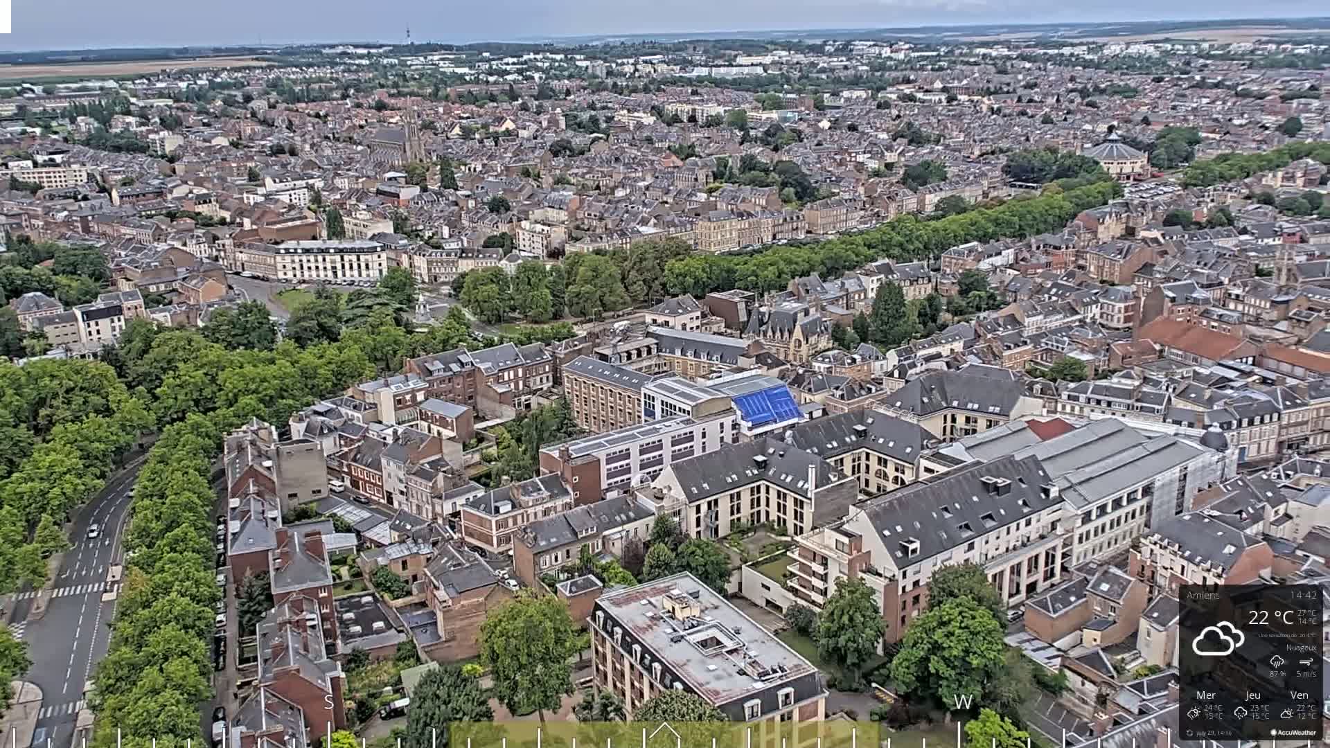 Amiens City Panaromic Skyline PTZ Live Cam - Amiens, Somme, Hauts-de-France, France