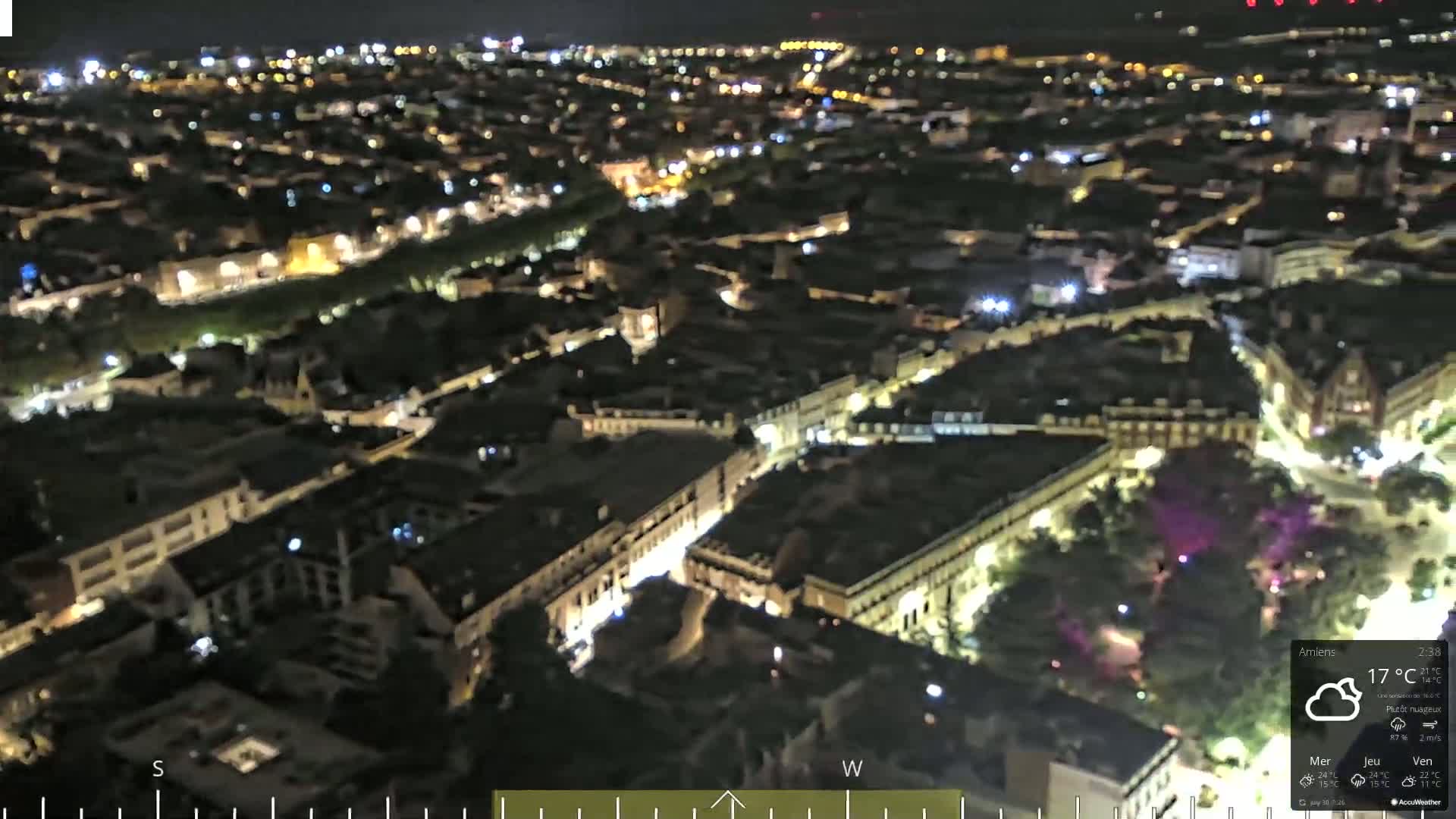 Amiens City Panaromic Skyline PTZ Live Cam - Amiens, Somme, Hauts-de-France, France