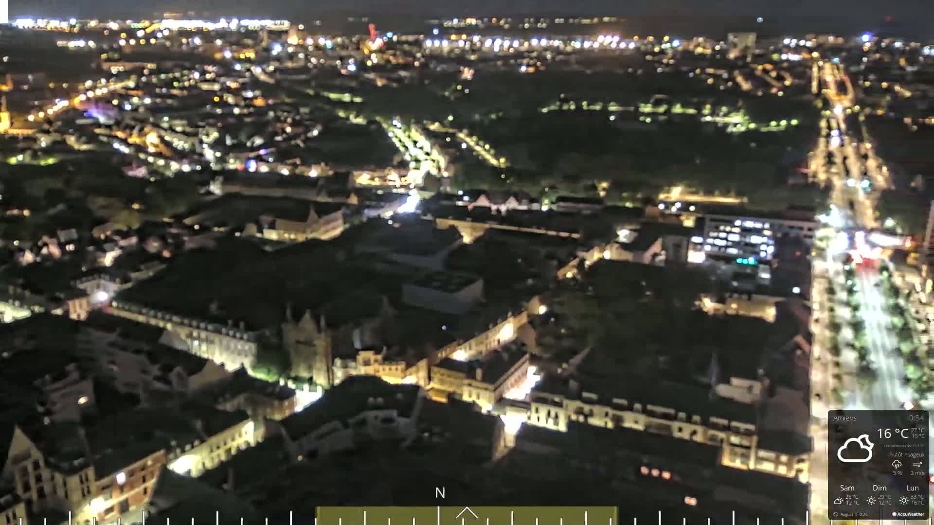Amiens City Panaromic Skyline PTZ Live Cam - Amiens, Somme, Hauts-de-France, France