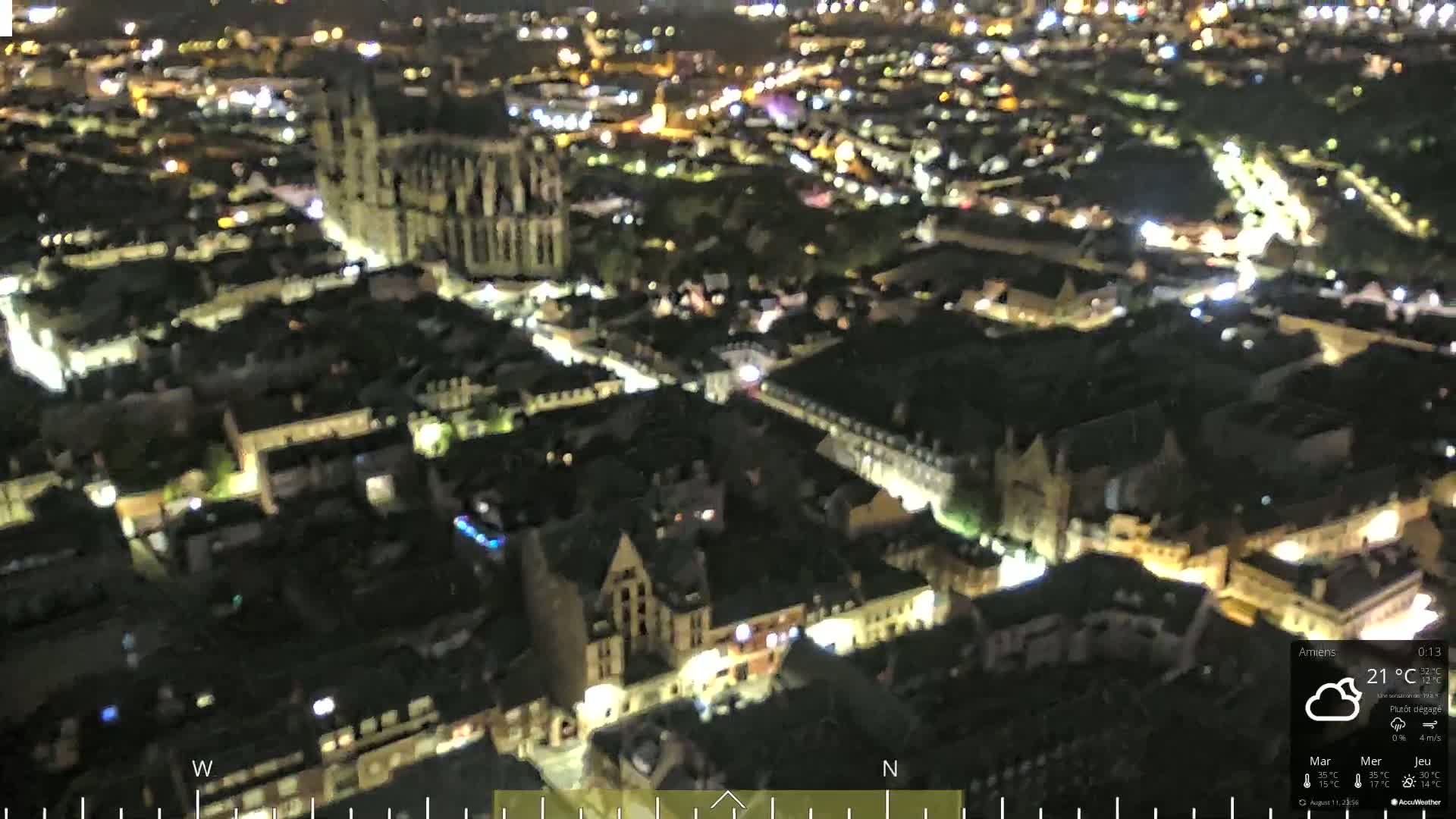 Amiens City Panaromic Skyline PTZ Live Cam - Amiens, Somme, Hauts-de-France, France