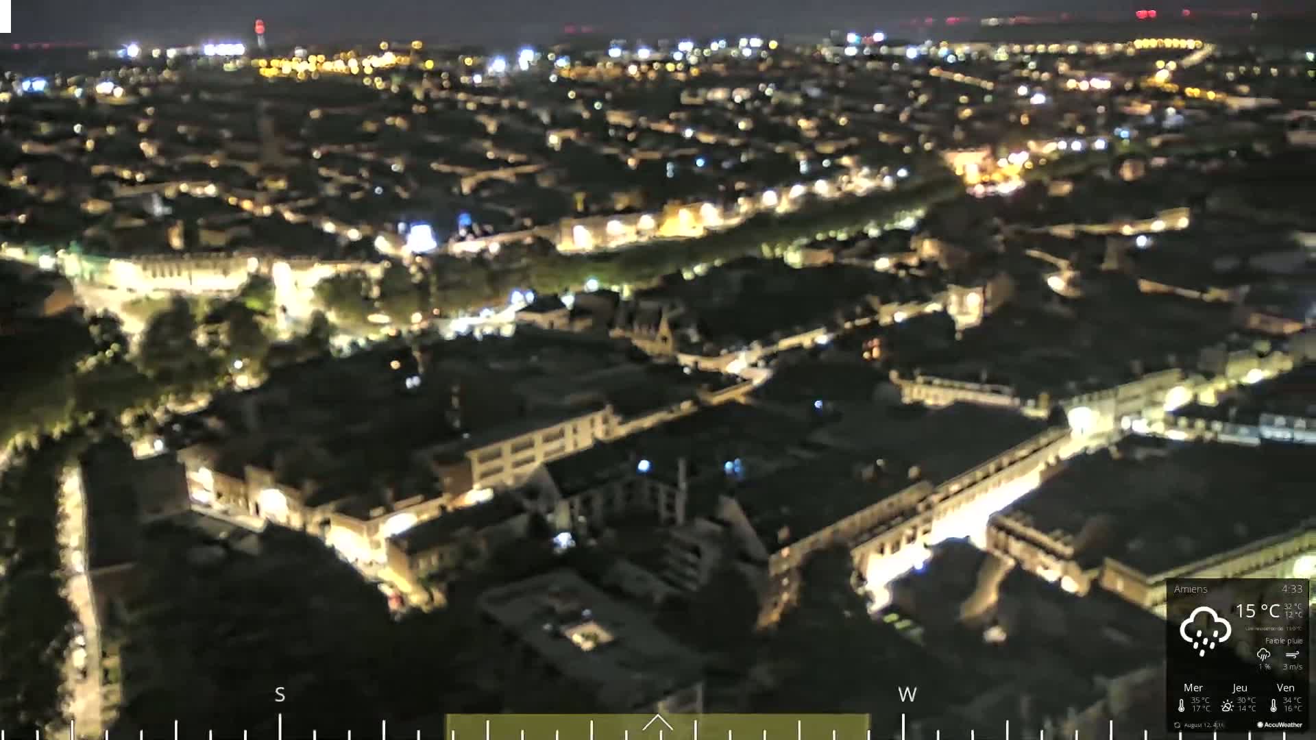 Amiens City Panaromic Skyline PTZ Live Cam - Amiens, Somme, Hauts-de-France, France