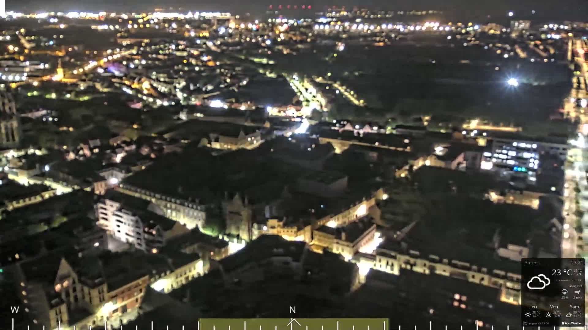 Amiens City Panaromic Skyline PTZ Live Cam - Amiens, Somme, Hauts-de-France, France