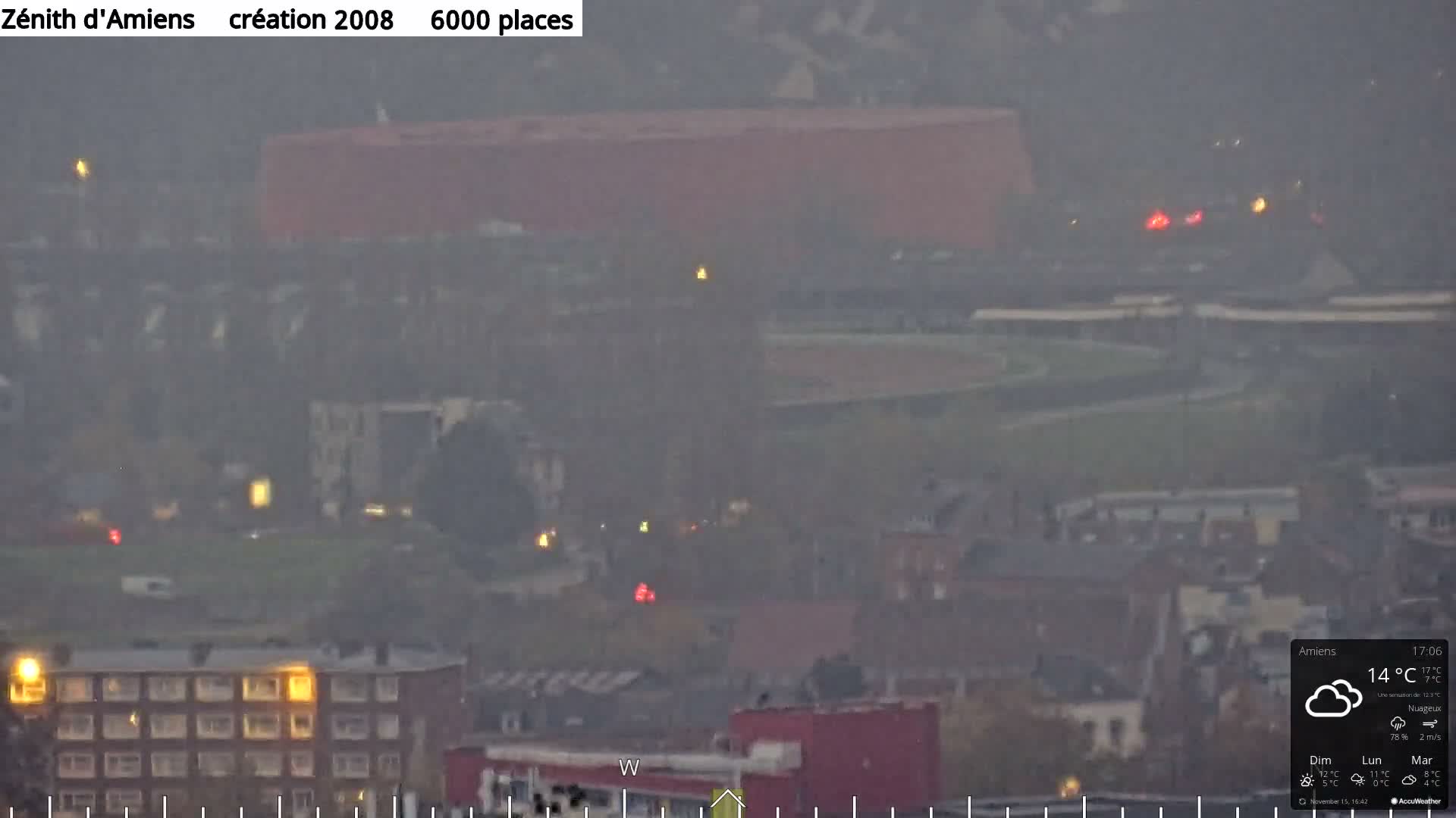 Amiens City Panaromic Skyline PTZ Live Cam - Amiens, Somme, Hauts-de-France, France