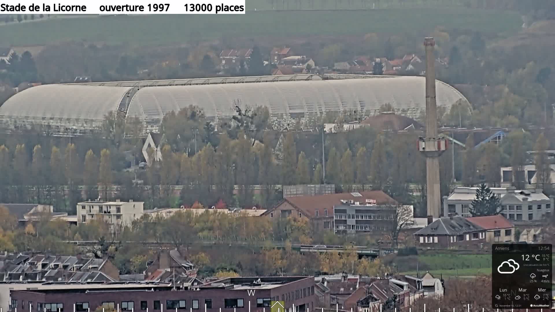 Amiens City Panaromic Skyline PTZ Live Cam - Amiens, Somme, Hauts-de-France, France