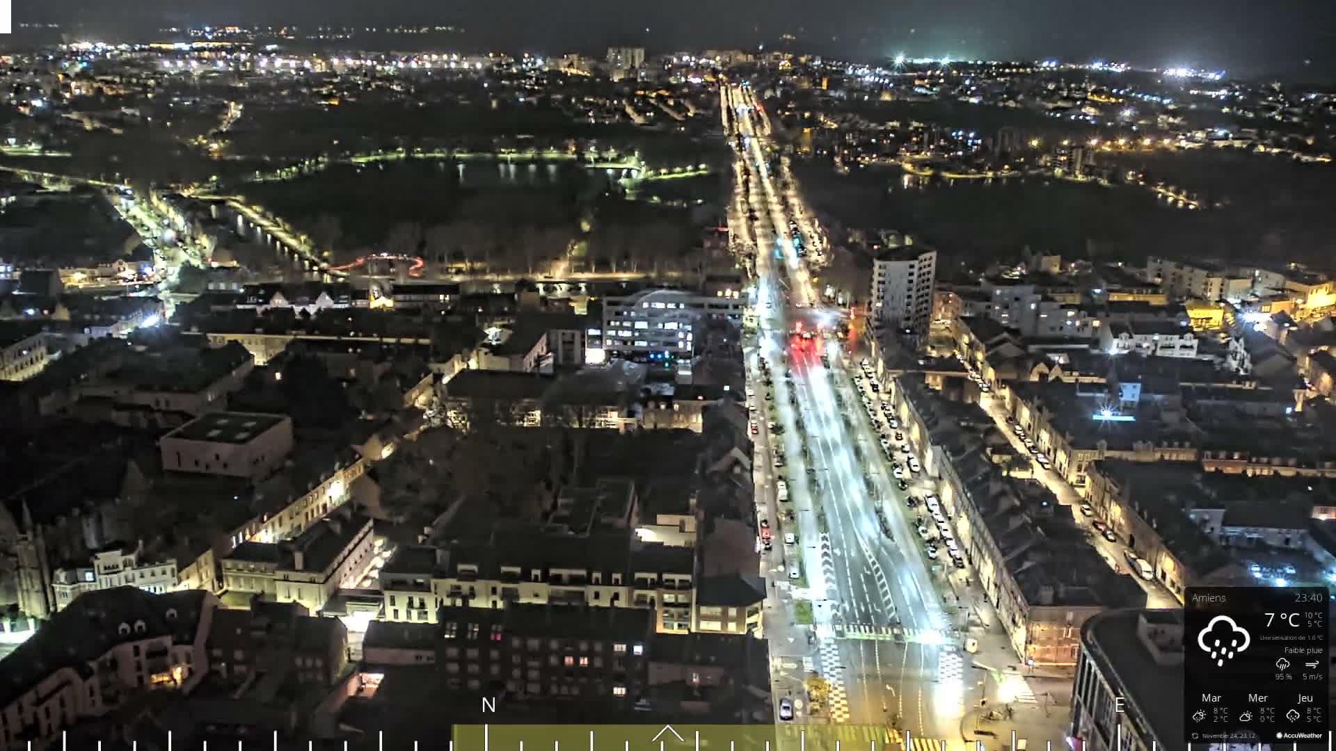 Amiens City Panaromic Skyline PTZ Live Cam - Amiens, Somme, Hauts-de-France, France