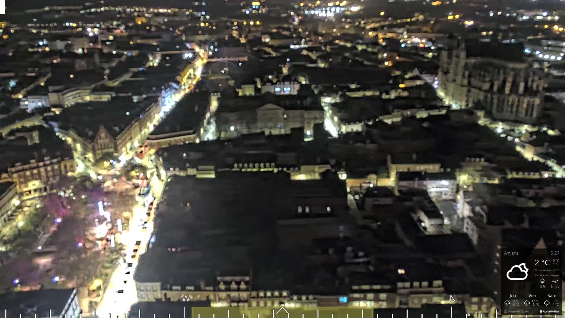 Amiens City Panaromic Skyline PTZ Live Cam - Amiens, Somme, Hauts-de-France, France
