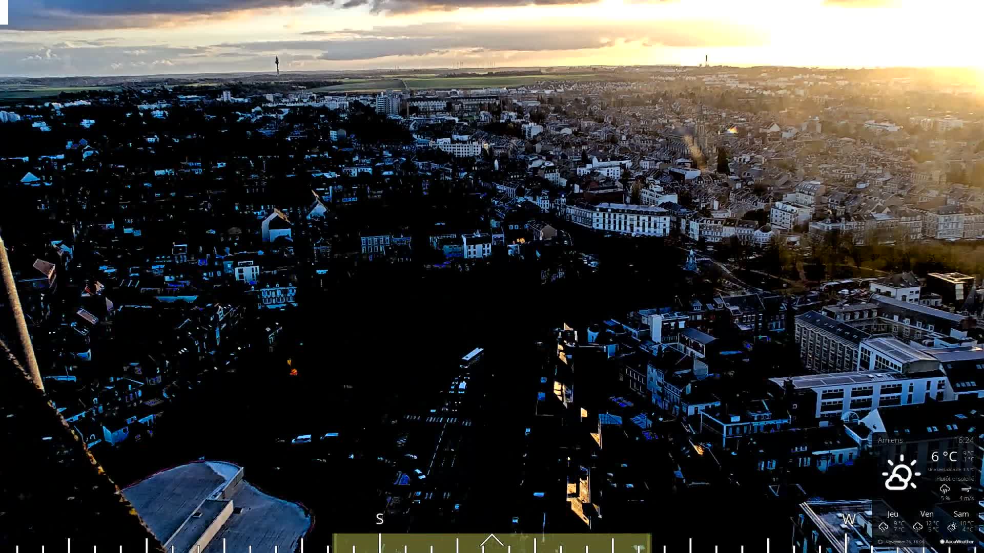 Amiens City Panaromic Skyline PTZ Live Cam - Amiens, Somme, Hauts-de-France, France