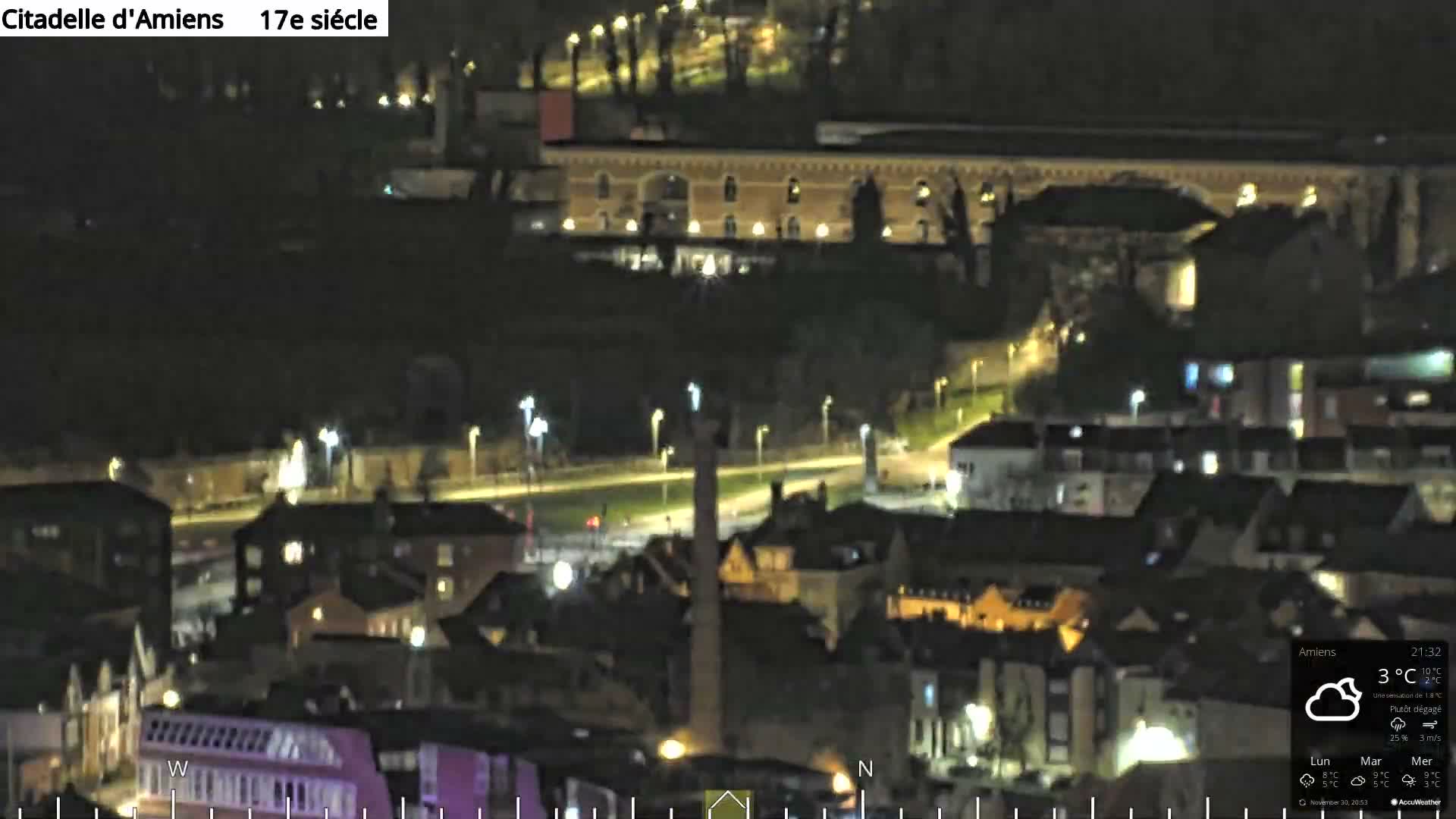 Amiens City Panaromic Skyline PTZ Live Cam - Amiens, Somme, Hauts-de-France, France