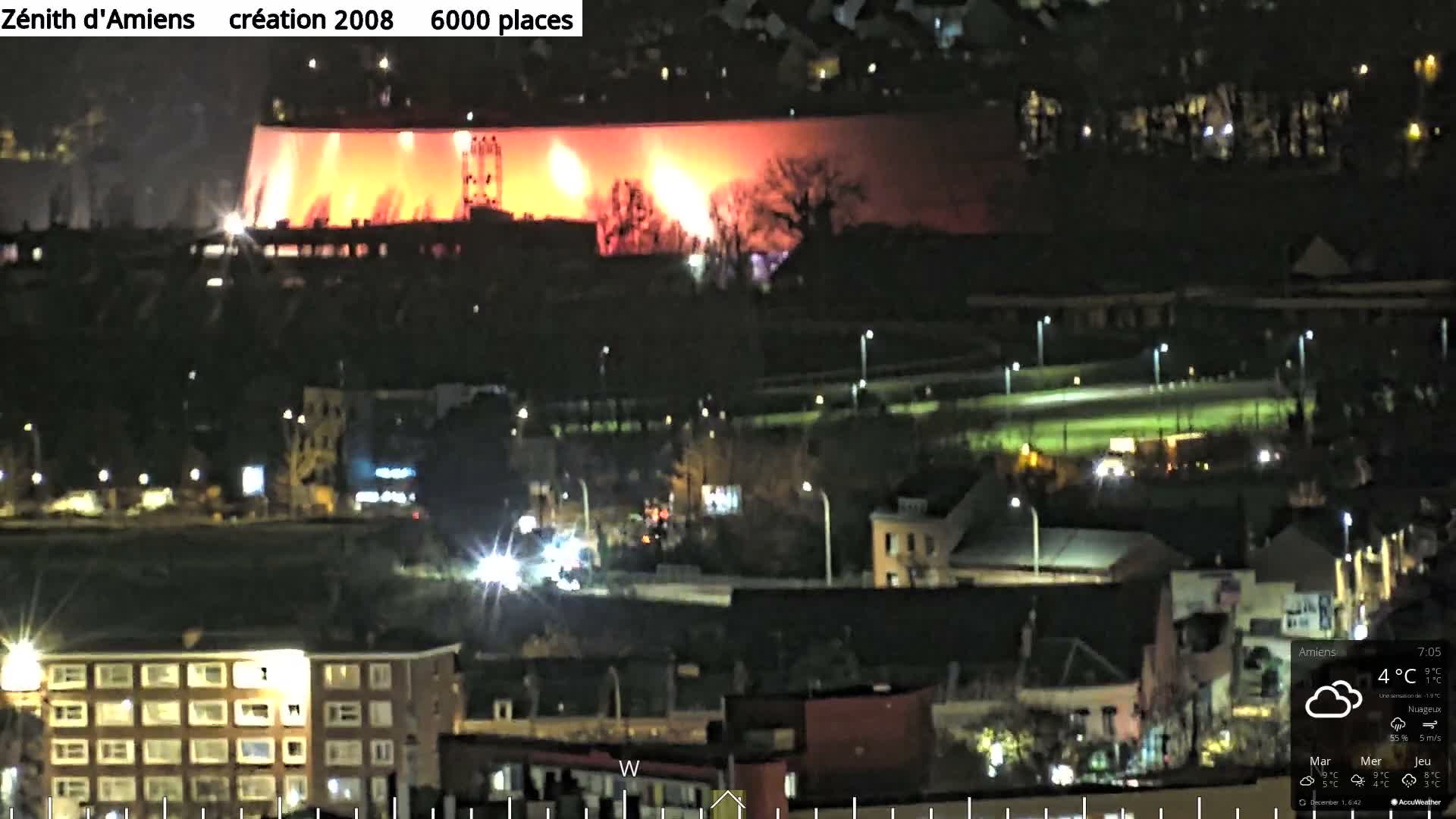 Amiens City Panaromic Skyline PTZ Live Cam - Amiens, Somme, Hauts-de-France, France