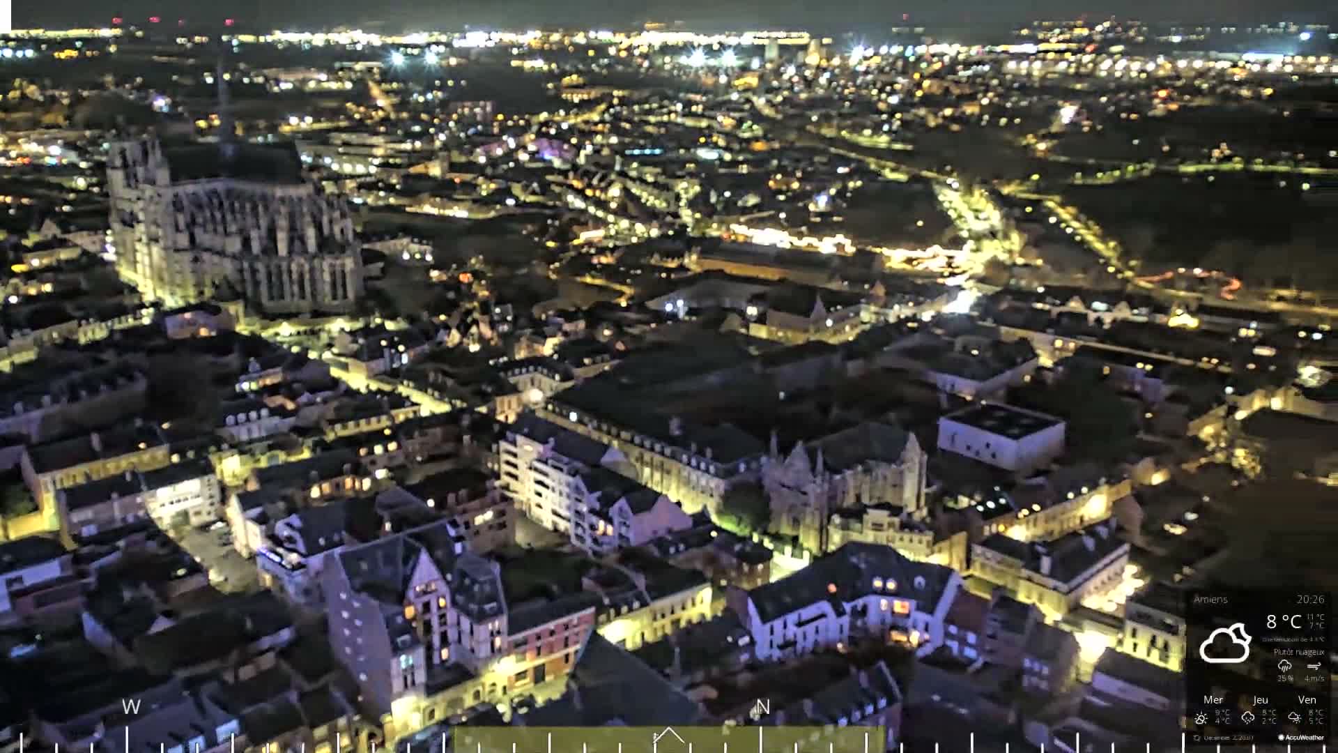 Amiens City Panaromic Skyline PTZ Live Cam - Amiens, Somme, Hauts-de-France, France
