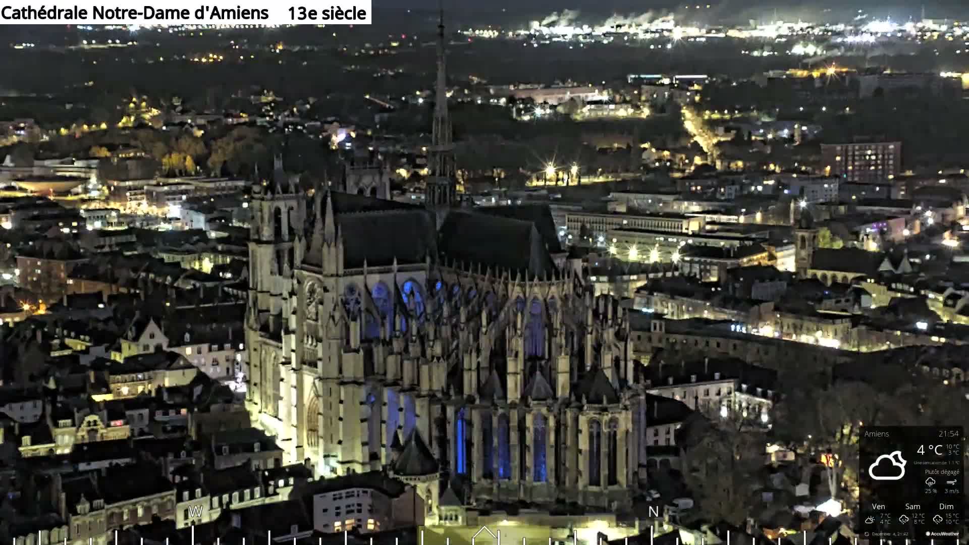 Amiens City Panaromic Skyline PTZ Live Cam - Amiens, Somme, Hauts-de-France, France