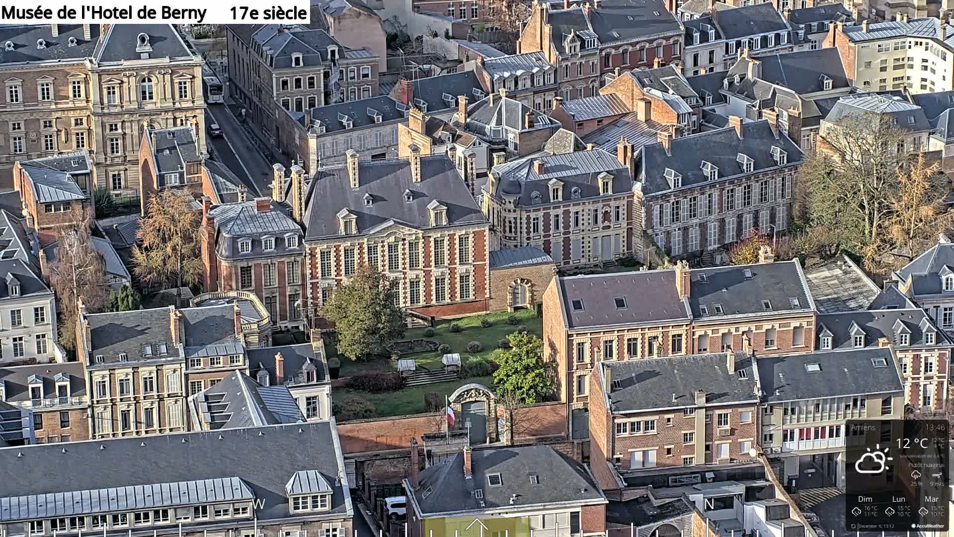 Amiens City Panaromic Skyline PTZ Live Cam - Amiens, Somme, Hauts-de-France, France