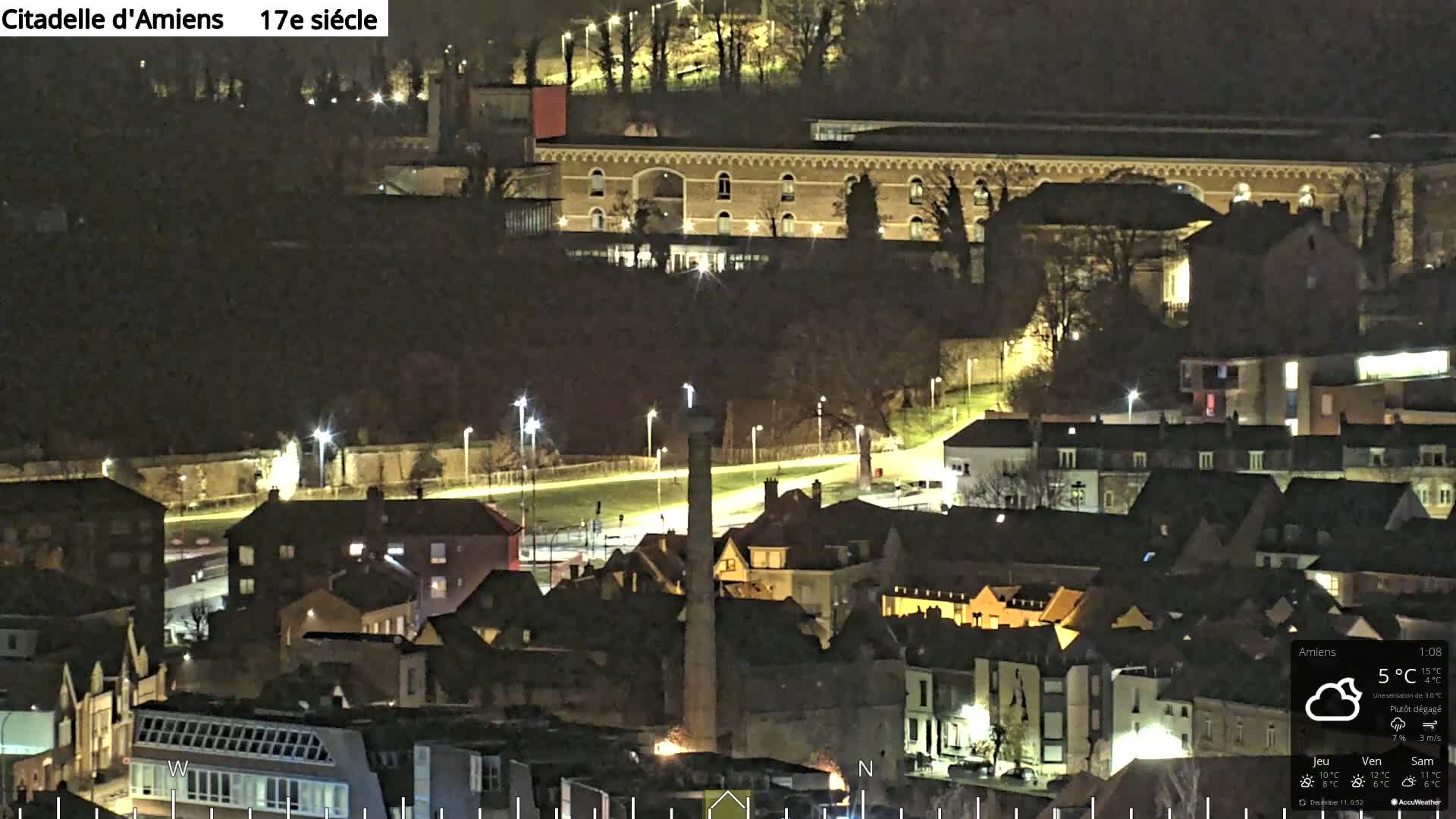 Amiens City Panaromic Skyline PTZ Live Cam - Amiens, Somme, Hauts-de-France, France