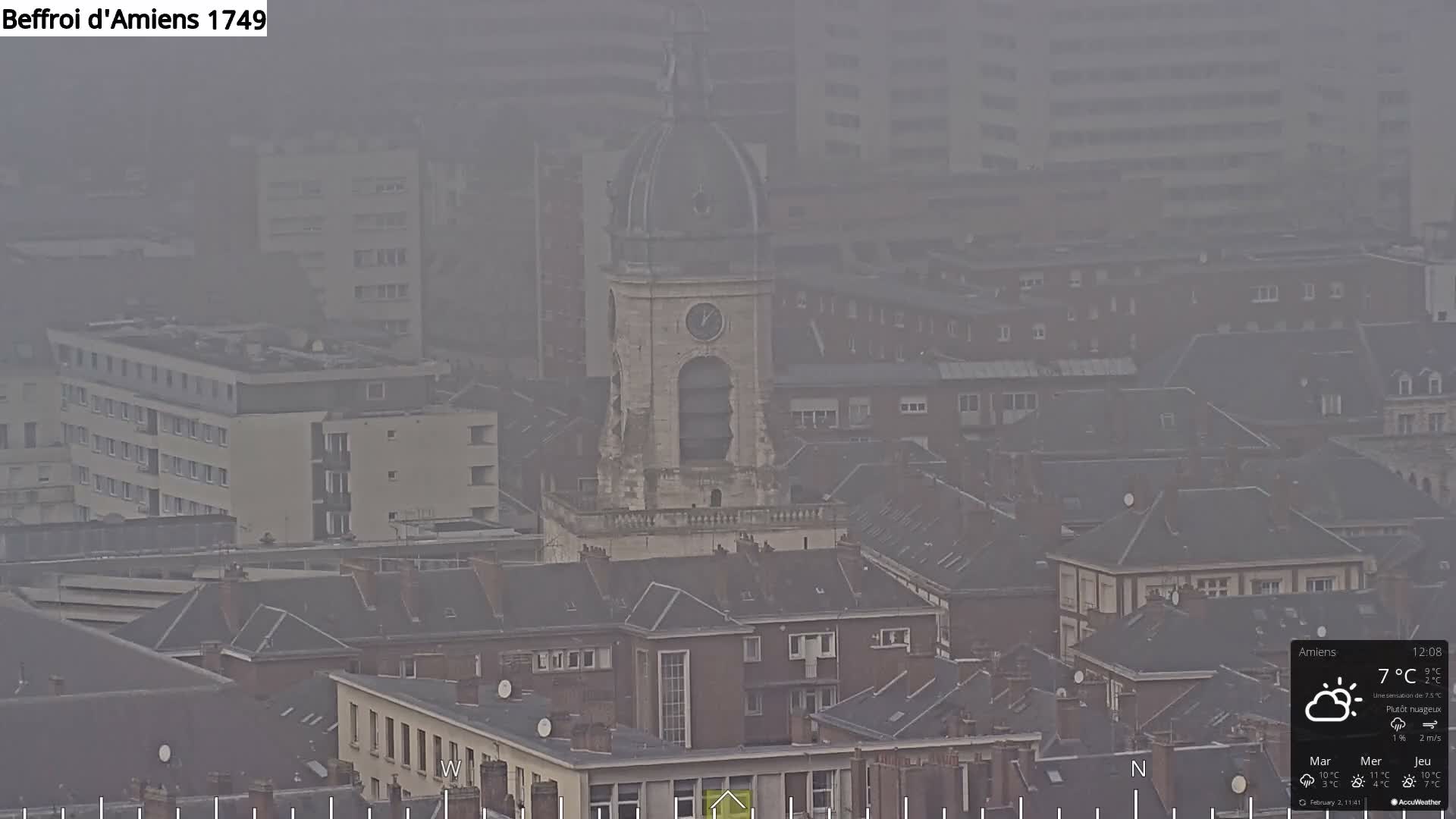 Amiens City Panaromic Skyline PTZ Live Cam - Amiens, Somme, Hauts-de-France, France