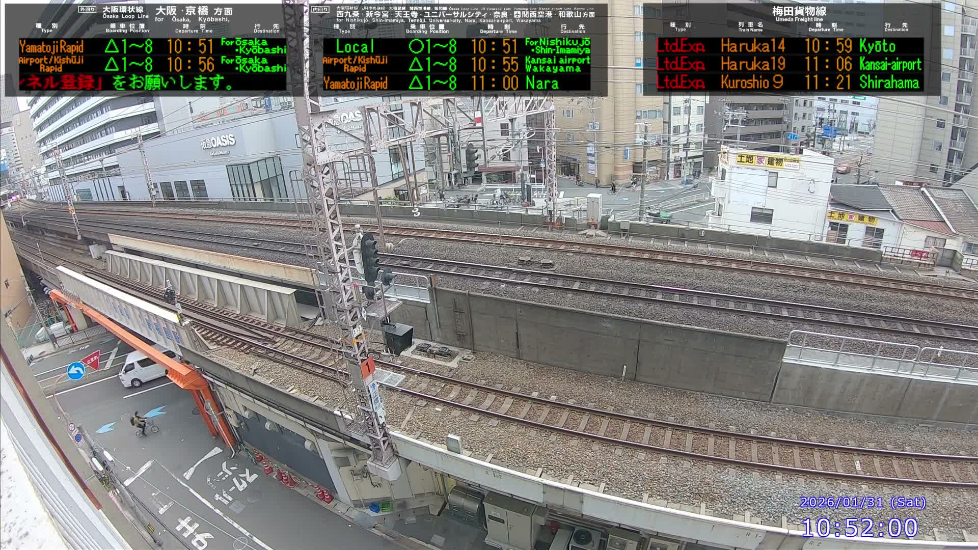 Osaka, Fukushima Discrict & Osaka Loop Line JR Fukushima Station Entrance / Exit ( 大阪・福島地区＆大阪環状線 JR福島駅出入口 ) Live Cam - 8 Chome, Fukushima, Fukushima Ward, Osaka, Kansai, Honshu, Japan 