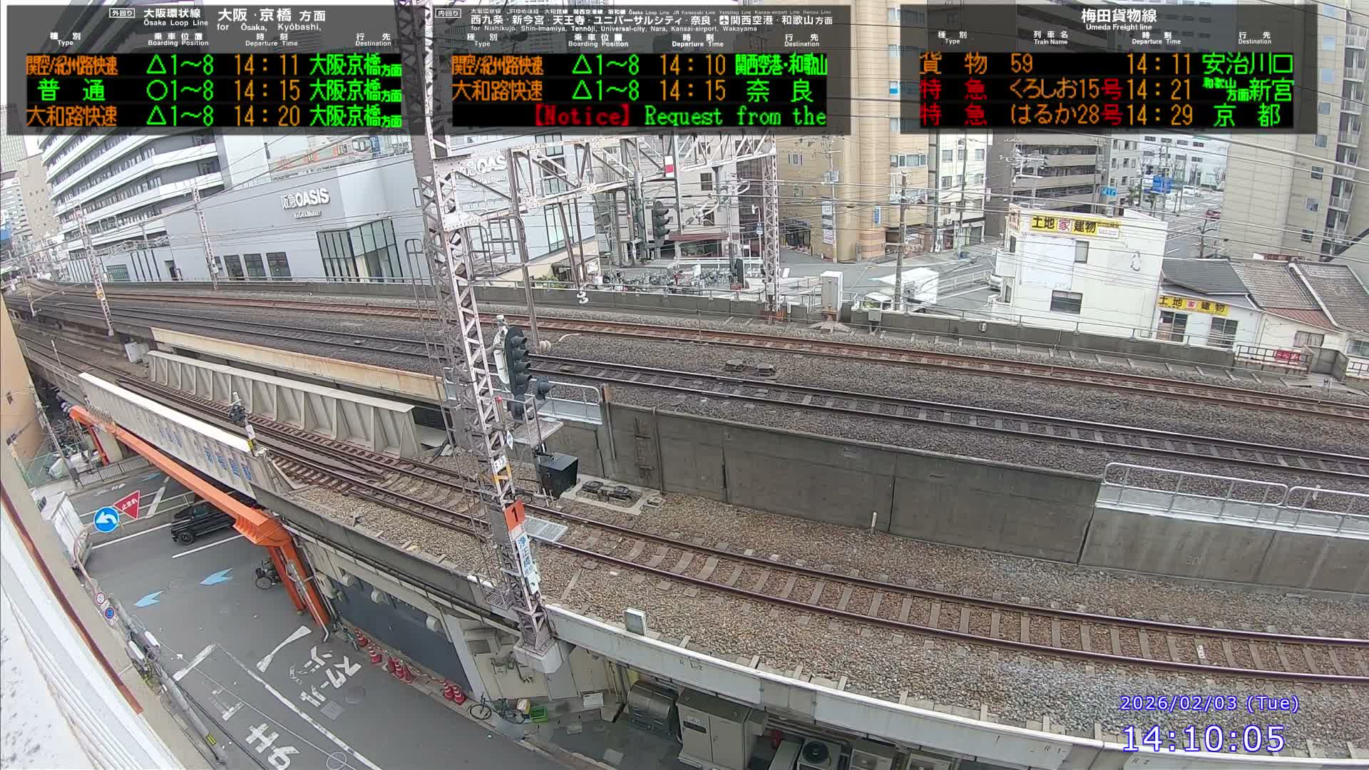 Osaka, Fukushima Discrict & Osaka Loop Line JR Fukushima Station Entrance / Exit ( 大阪・福島地区＆大阪環状線 JR福島駅出入口 ) Live Cam - 8 Chome, Fukushima, Fukushima Ward, Osaka, Kansai, Honshu, Japan 