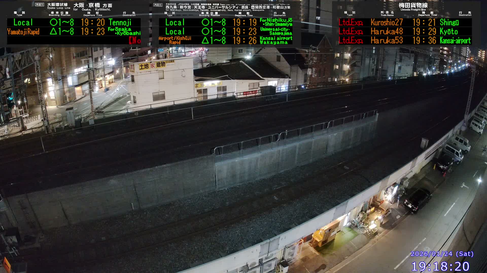 Osaka,  Fukushima, Osaka Loop Line JR Fukushima Station Railway & Amidaike-Suji Street ( 大阪、福島、大阪環状線 JR福島駅 鉄道＆阿弥陀池筋 ) Live Cam - 8 Chome, Fukushima, Fukushima Ward, Osaka, Kansai, Honshu, Japan 