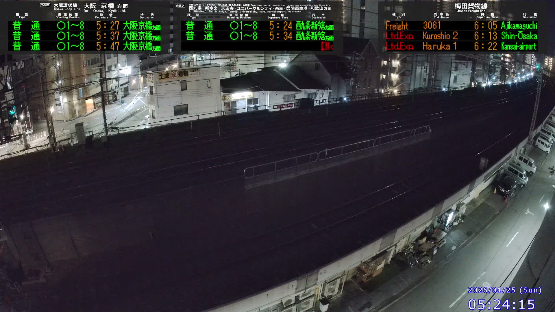 Osaka,  Fukushima, Osaka Loop Line JR Fukushima Station Railway & Amidaike-Suji Street ( 大阪、福島、大阪環状線 JR福島駅 鉄道＆阿弥陀池筋 ) Live Cam - 8 Chome, Fukushima, Fukushima Ward, Osaka, Kansai, Honshu, Japan 