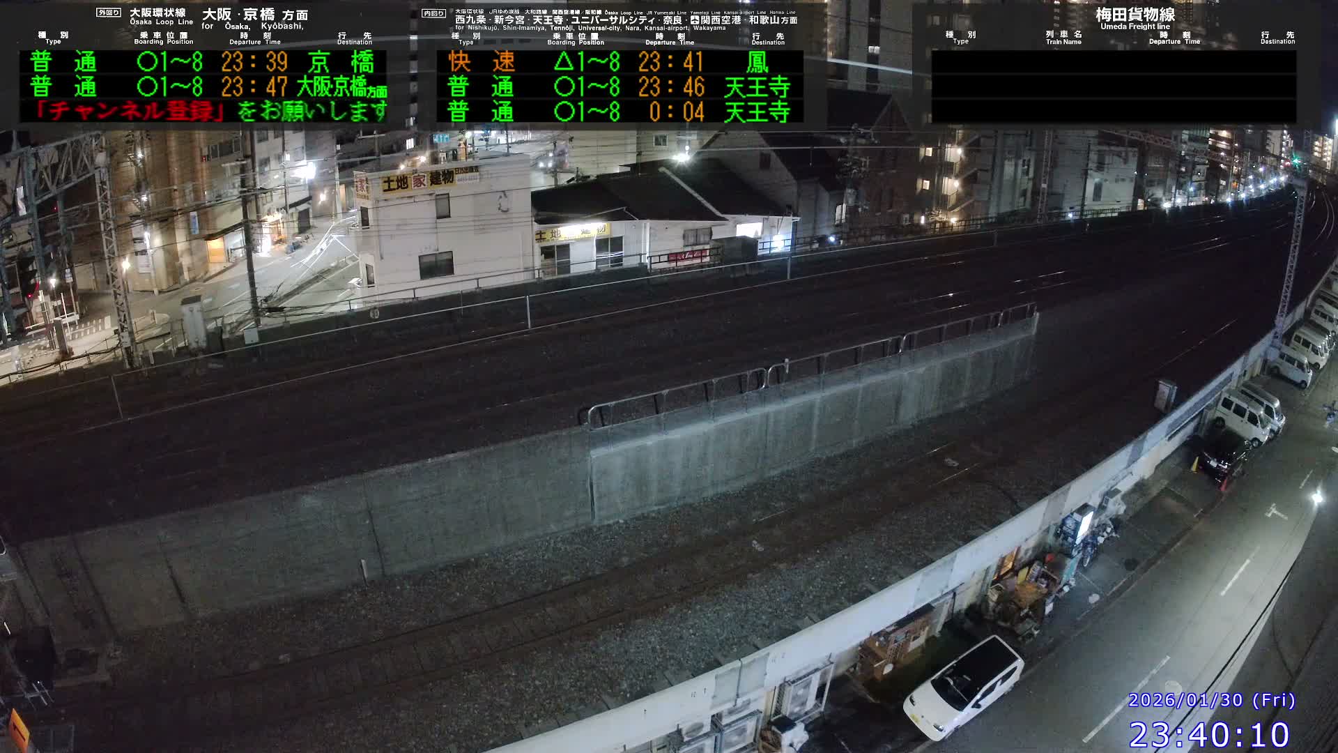 Osaka,  Fukushima, Osaka Loop Line JR Fukushima Station Railway & Amidaike-Suji Street ( 大阪、福島、大阪環状線 JR福島駅 鉄道＆阿弥陀池筋 ) Live Cam - 8 Chome, Fukushima, Fukushima Ward, Osaka, Kansai, Honshu, Japan 