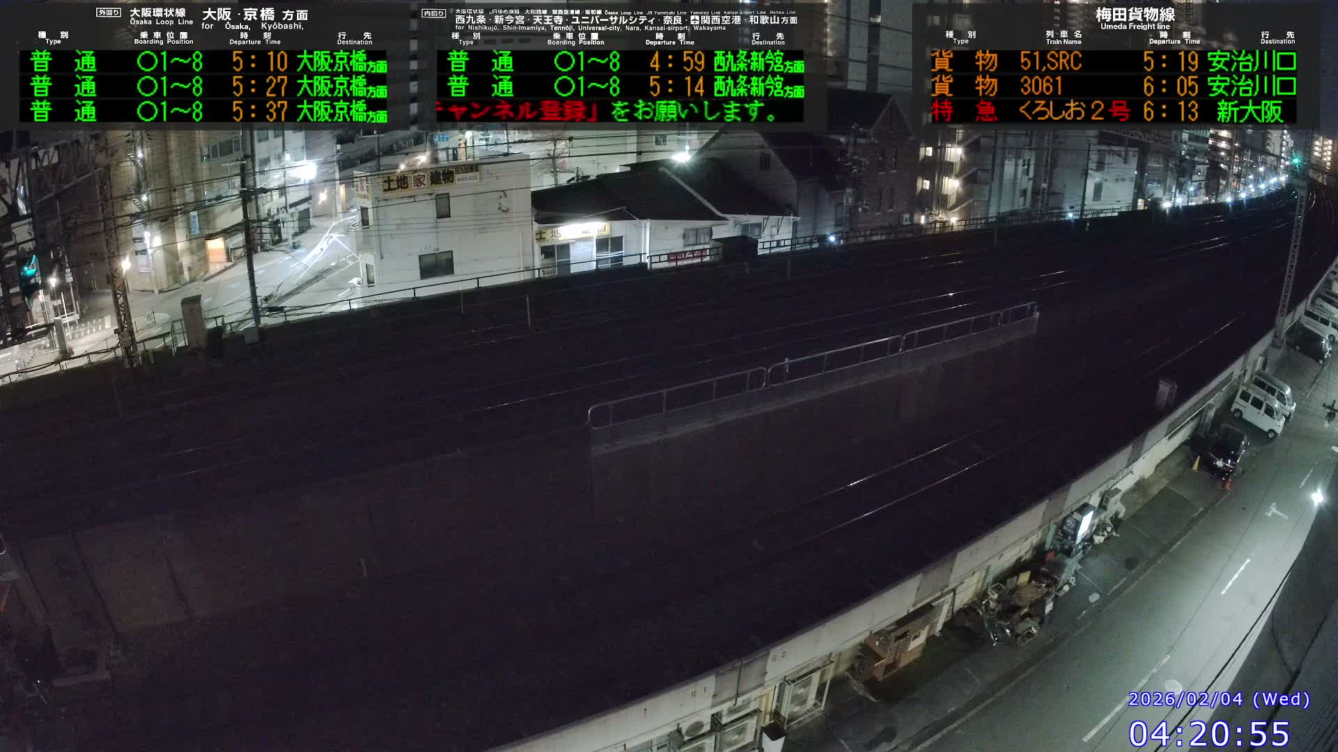 Osaka,  Fukushima, Osaka Loop Line JR Fukushima Station Railway & Amidaike-Suji Street ( 大阪、福島、大阪環状線 JR福島駅 鉄道＆阿弥陀池筋 ) Live Cam - 8 Chome, Fukushima, Fukushima Ward, Osaka, Kansai, Honshu, Japan 