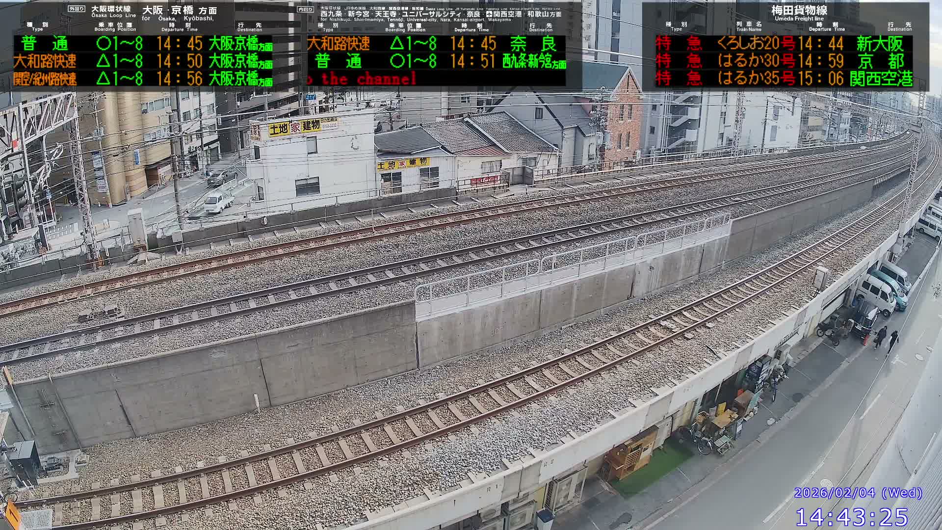 Osaka,  Fukushima, Osaka Loop Line JR Fukushima Station Railway & Amidaike-Suji Street ( 大阪、福島、大阪環状線 JR福島駅 鉄道＆阿弥陀池筋 ) Live Cam - 8 Chome, Fukushima, Fukushima Ward, Osaka, Kansai, Honshu, Japan 