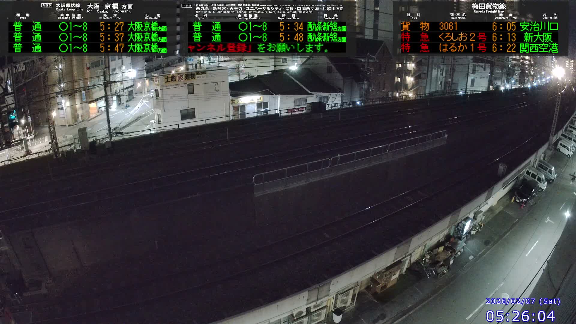 Osaka,  Fukushima, Osaka Loop Line JR Fukushima Station Railway & Amidaike-Suji Street ( 大阪、福島、大阪環状線 JR福島駅 鉄道＆阿弥陀池筋 ) Live Cam - 8 Chome, Fukushima, Fukushima Ward, Osaka, Kansai, Honshu, Japan 