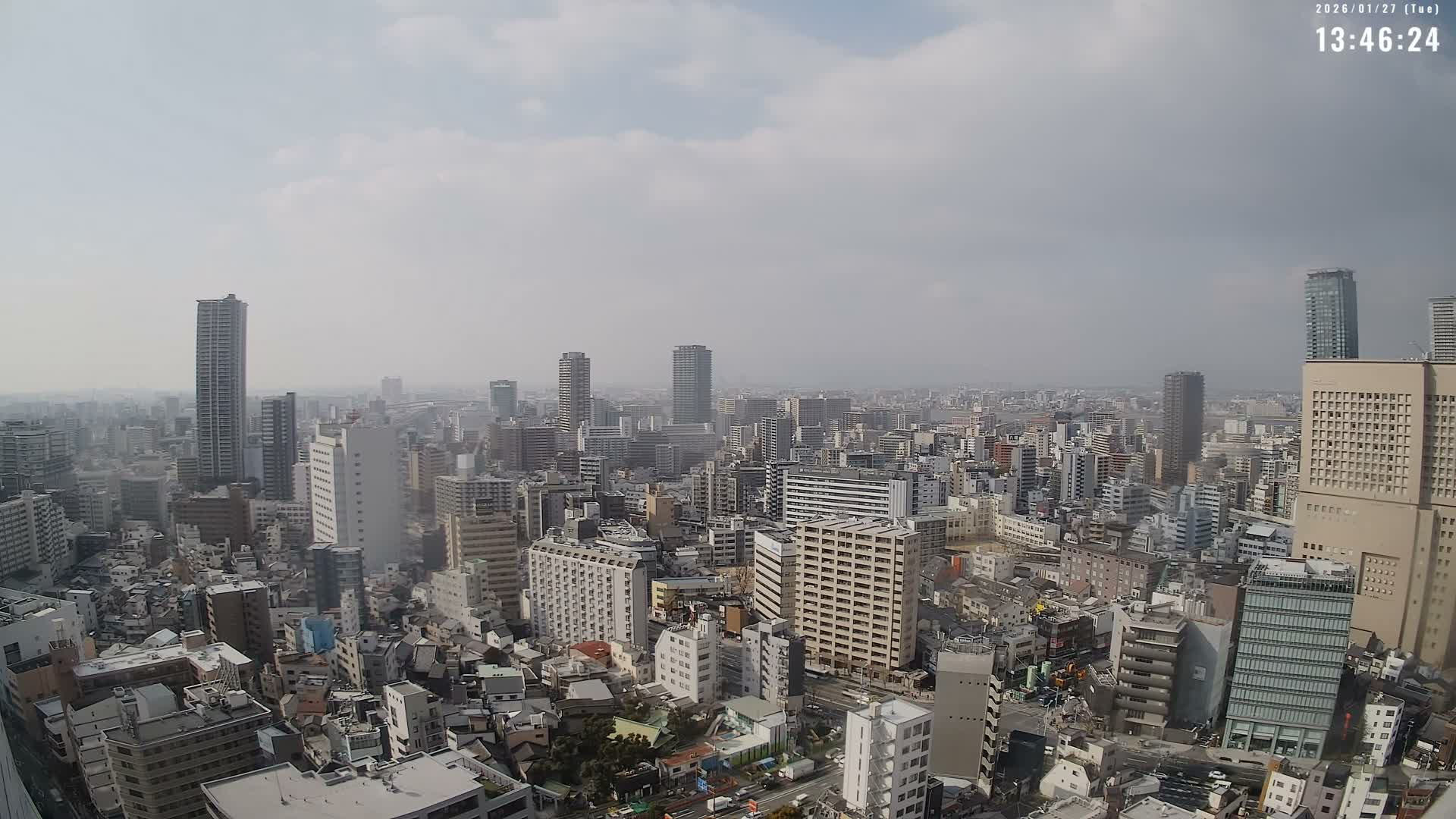 Osaka Downtown Skyline ( 大阪ダウンタウンのスカイライン ) Live Cam - 1 Chome, Fukushima, Fukushima Ward, Osaka, Kansai, Honshu, Japan 
