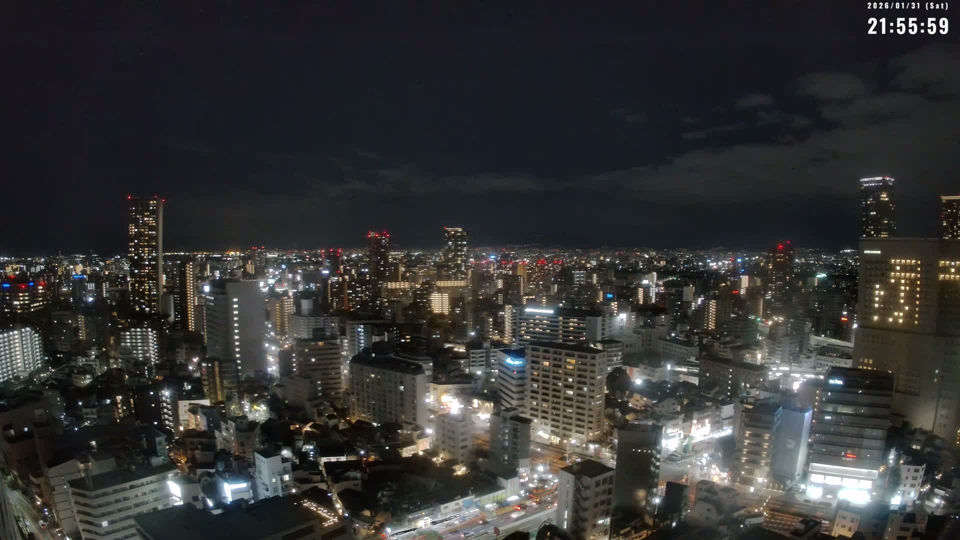 Osaka Downtown Skyline ( 大阪ダウンタウンのスカイライン ) Live Cam - 1 Chome, Fukushima, Fukushima Ward, Osaka, Kansai, Honshu, Japan 