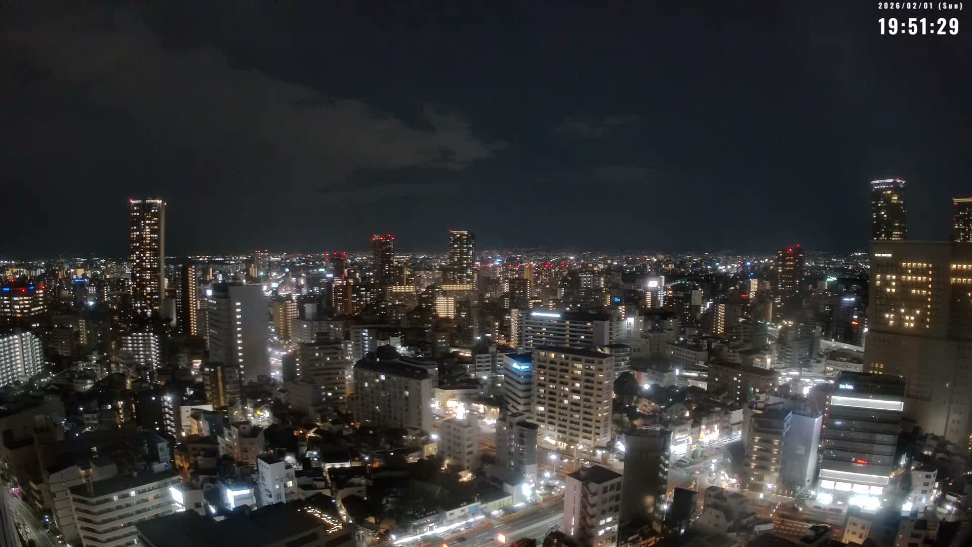 Osaka Downtown Skyline ( 大阪ダウンタウンのスカイライン ) Live Cam - 1 Chome, Fukushima, Fukushima Ward, Osaka, Kansai, Honshu, Japan 