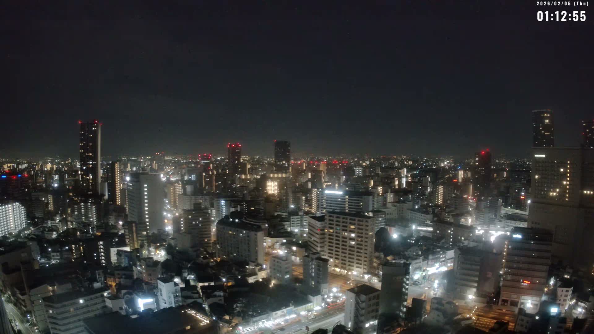 Osaka Downtown Skyline ( 大阪ダウンタウンのスカイライン ) Live Cam - 1 Chome, Fukushima, Fukushima Ward, Osaka, Kansai, Honshu, Japan 