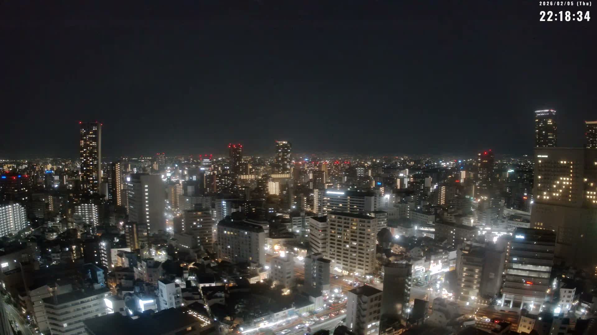 Osaka Downtown Skyline ( 大阪ダウンタウンのスカイライン ) Live Cam - 1 Chome, Fukushima, Fukushima Ward, Osaka, Kansai, Honshu, Japan 