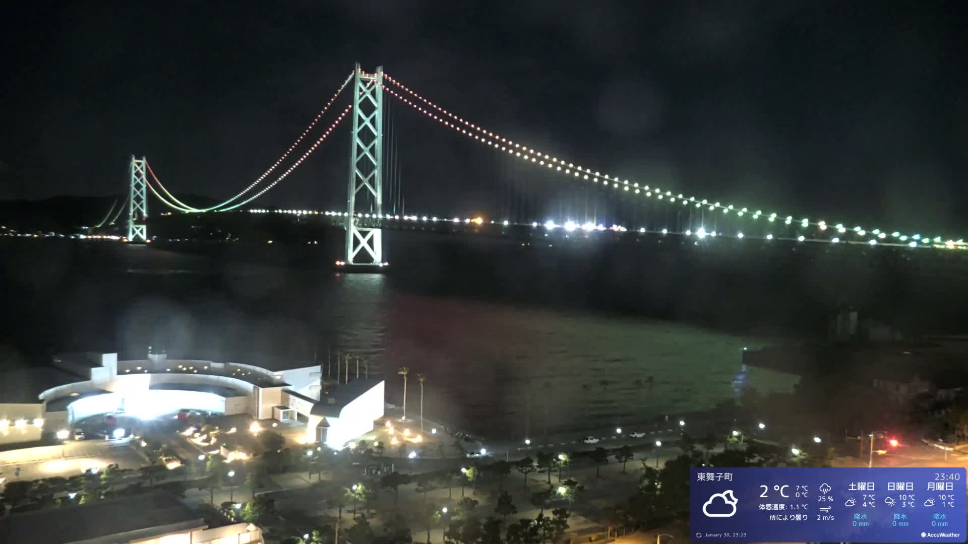 Kobe, Akashi Kaikyo Bridge with Akashi Strait & Seto Inland Sea View ( 神戸、明石海峡と瀬戸内海を望む明石海峡大橋 )Live Cam - 7 Chome, Higashimaikocho, Tarimu-ku, Kobe, Hyogo, Kansai, Japan