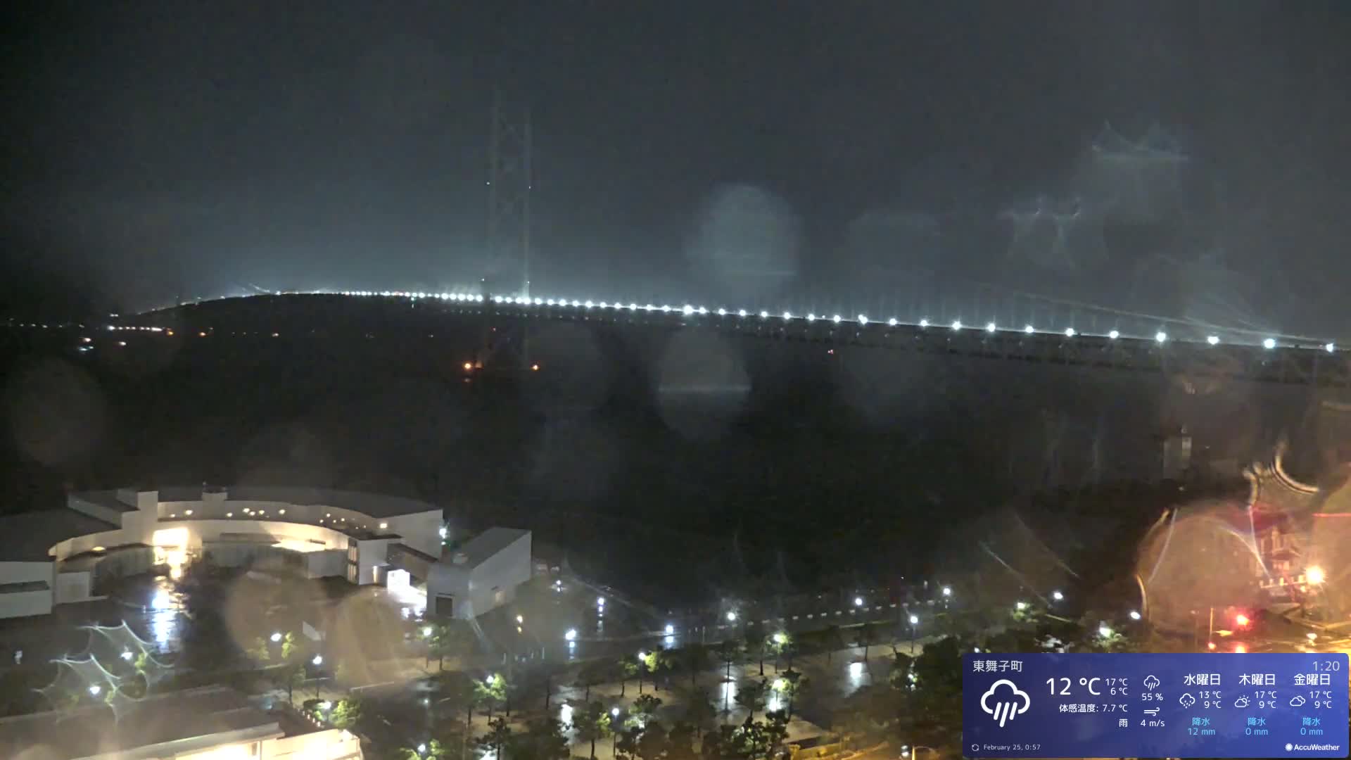Kobe, Akashi Kaikyo Bridge with Akashi Strait & Seto Inland Sea View ( 神戸、明石海峡と瀬戸内海を望む明石海峡大橋 )Live Cam - 7 Chome, Higashimaikocho, Tarimu-ku, Kobe, Hyogo, Kansai, Japan