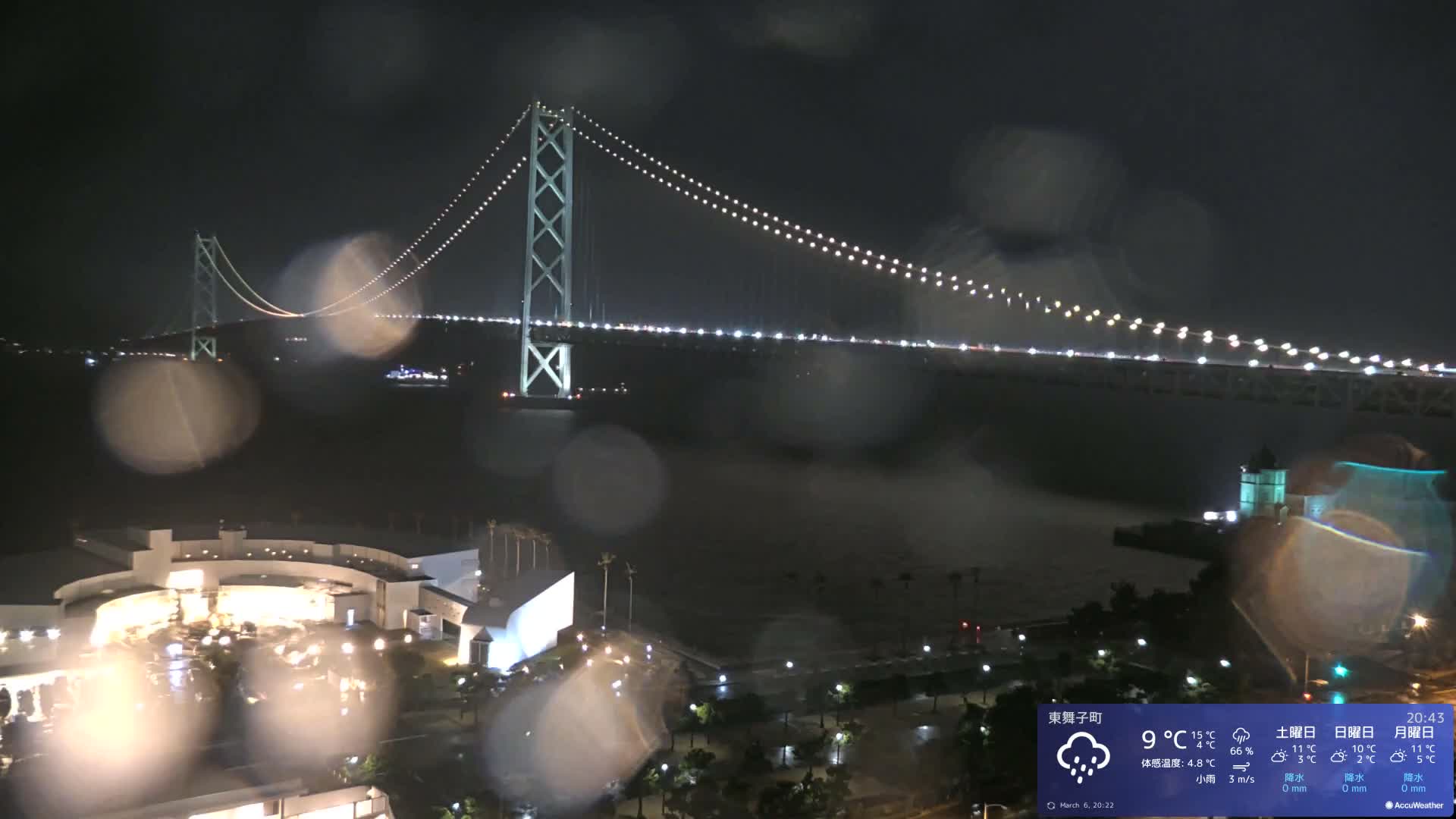 Kobe, Akashi Kaikyo Bridge with Akashi Strait & Seto Inland Sea View ( 神戸、明石海峡と瀬戸内海を望む明石海峡大橋 )Live Cam - 7 Chome, Higashimaikocho, Tarimu-ku, Kobe, Hyogo, Kansai, Japan