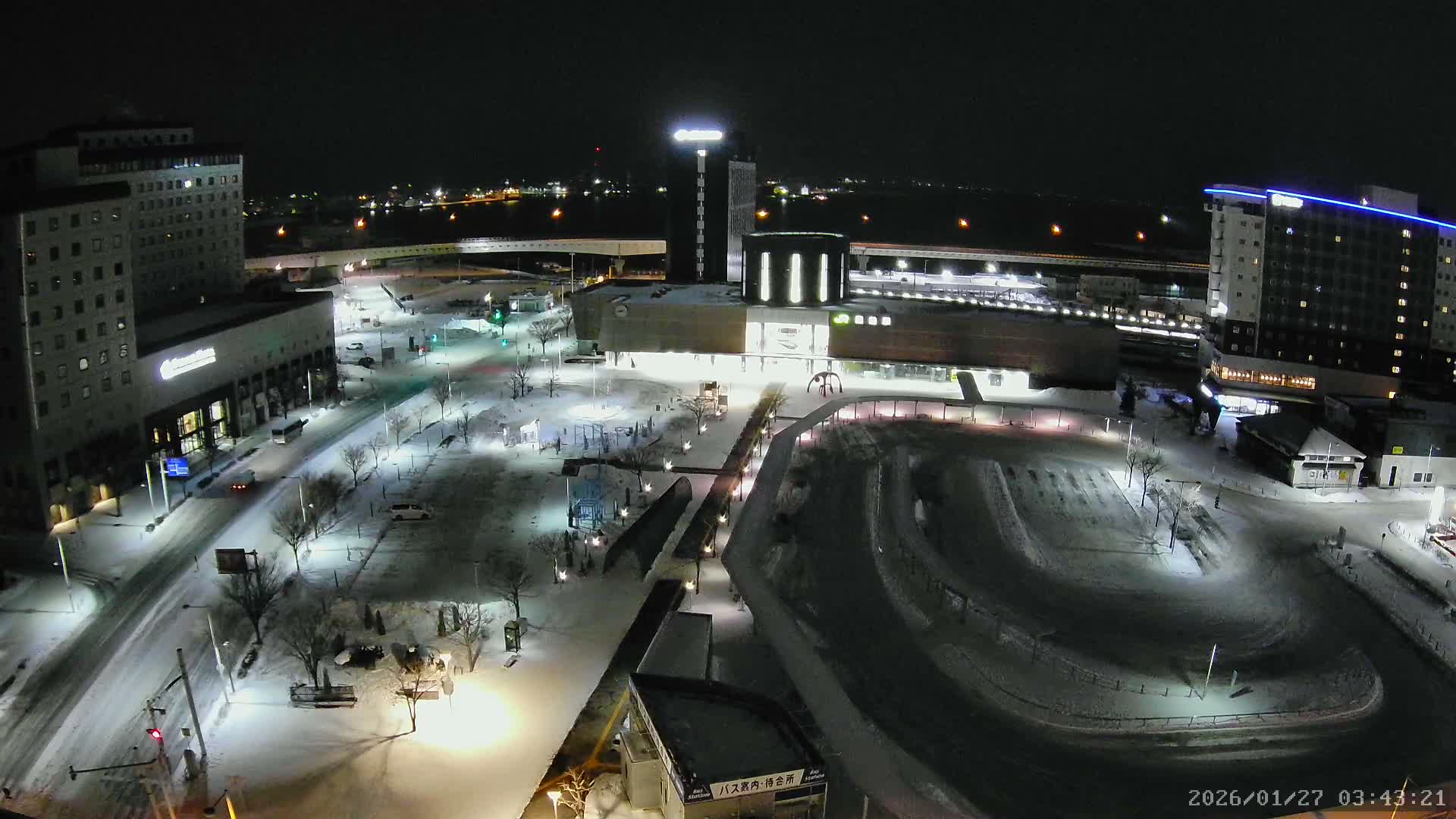 Hakodate, Hakodate Station Square &  Port Of Hakodate Bay ( 函館、函館駅前広場、函館湾 )Live Cam - Wakamatsucho, Hakodate, Oshima, Hokkaido, Japan