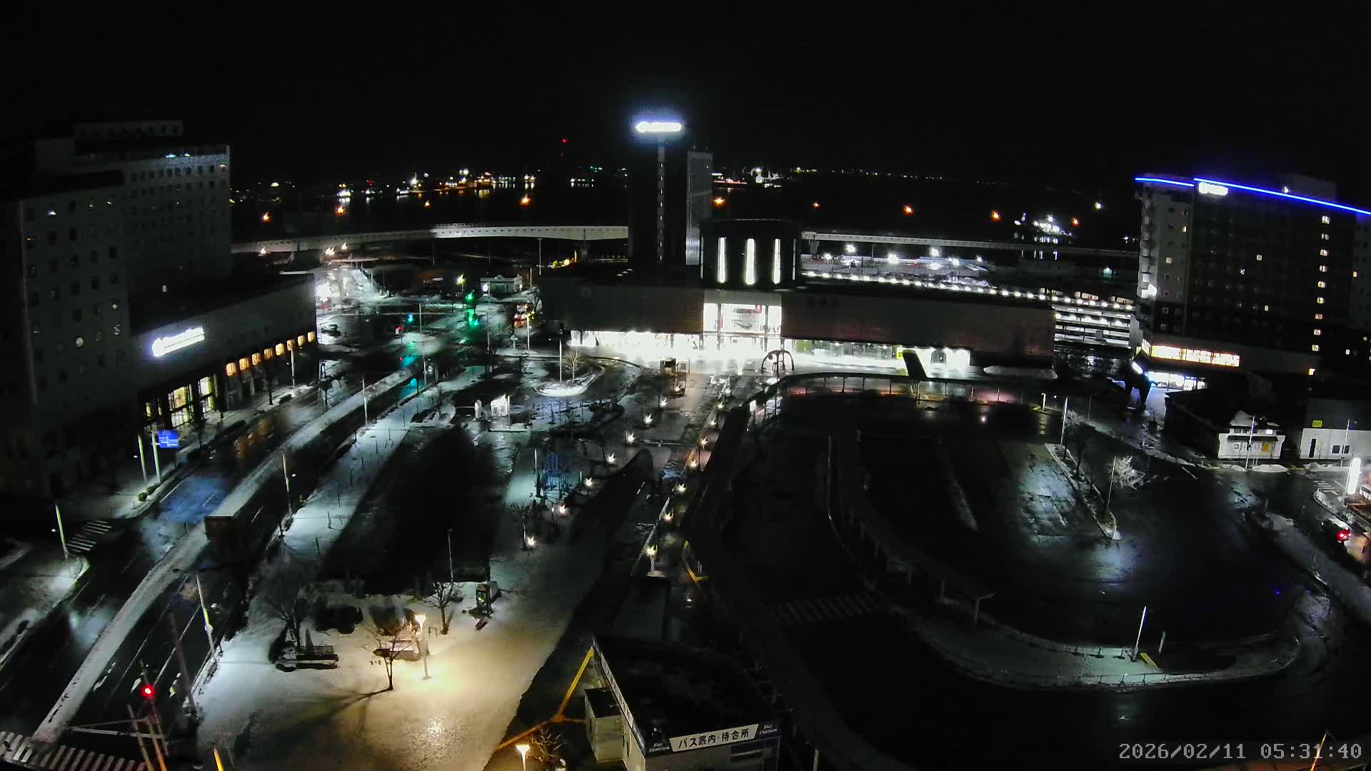 Hakodate, Hakodate Station Square &  Port Of Hakodate Bay ( 函館、函館駅前広場、函館湾 )Live Cam - Wakamatsucho, Hakodate, Oshima, Hokkaido, Japan