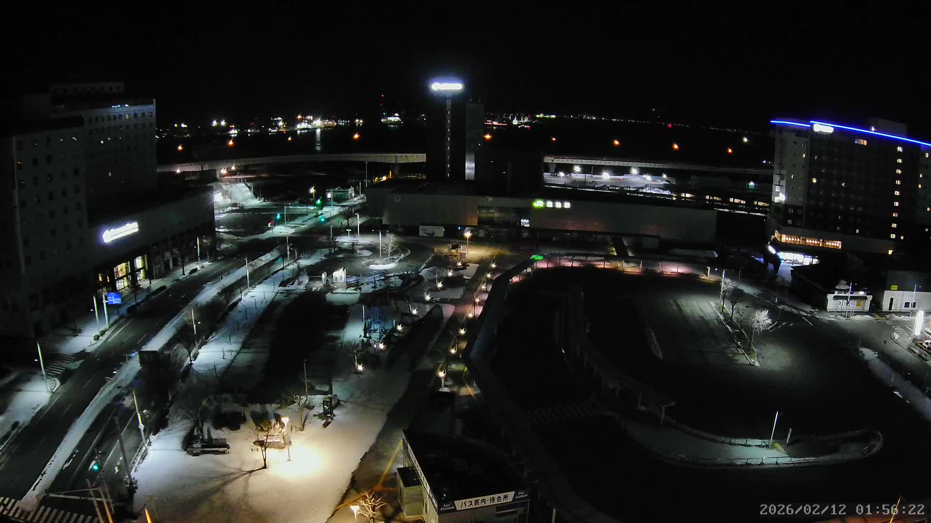 Hakodate, Hakodate Station Square &  Port Of Hakodate Bay ( 函館、函館駅前広場、函館湾 )Live Cam - Wakamatsucho, Hakodate, Oshima, Hokkaido, Japan