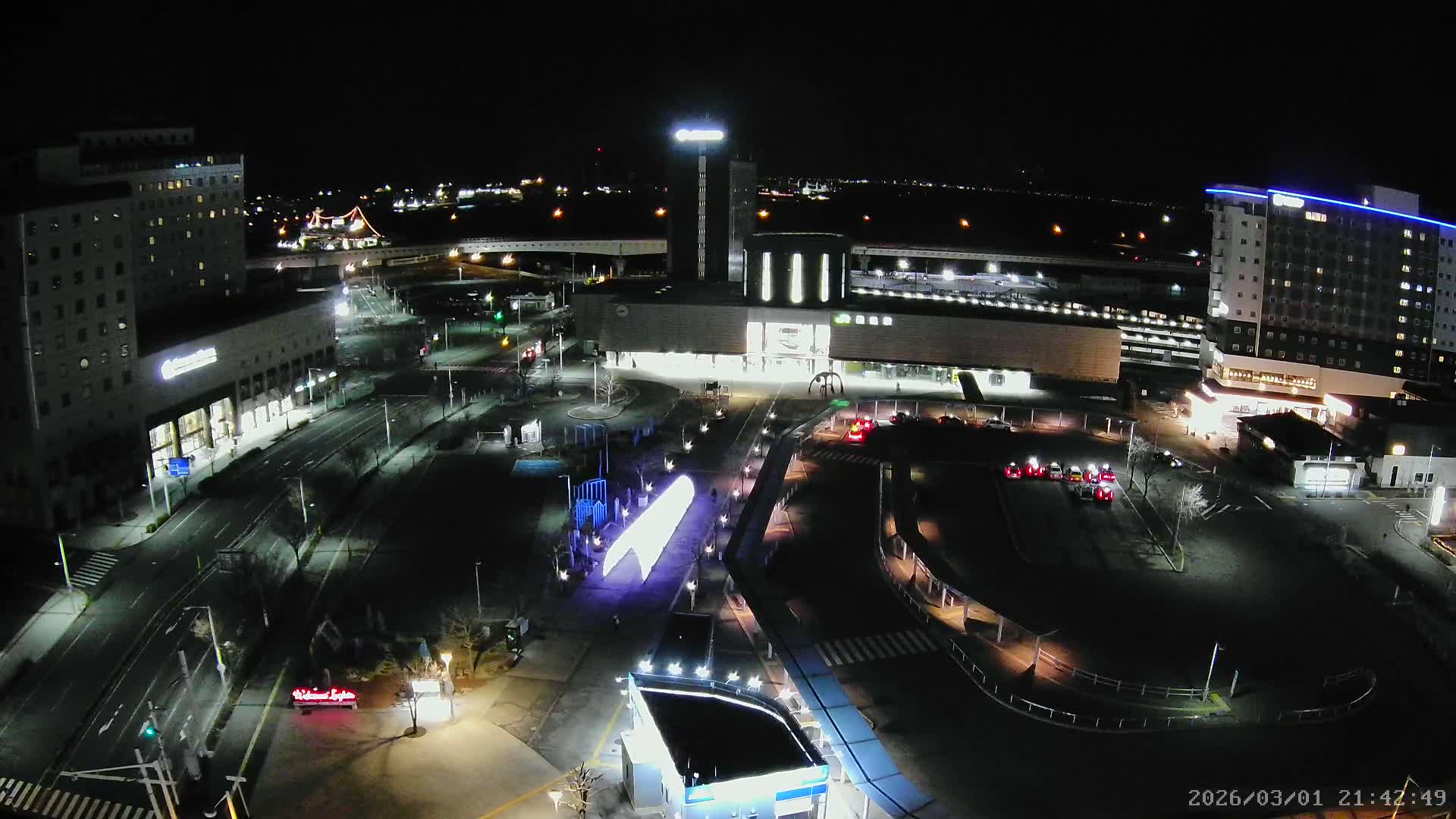 Hakodate, Hakodate Station Square &  Port Of Hakodate Bay ( 函館、函館駅前広場、函館湾 )Live Cam - Wakamatsucho, Hakodate, Oshima, Hokkaido, Japan