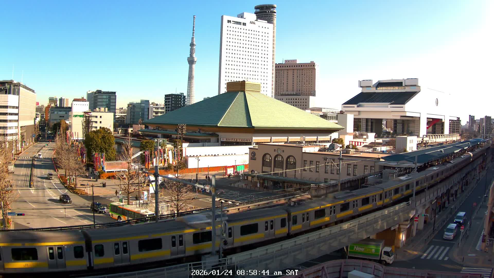 Tokyo, Sumida, Ryogoku Kokugikan Sumo Arena Museum & Yokoami Town ( 東京・墨田区両国国技館・横網町 ) Live Cam - 2 Chome, Ryogoku, Sumida-ku, Tokyo, Kantō, Honshu, Japan
