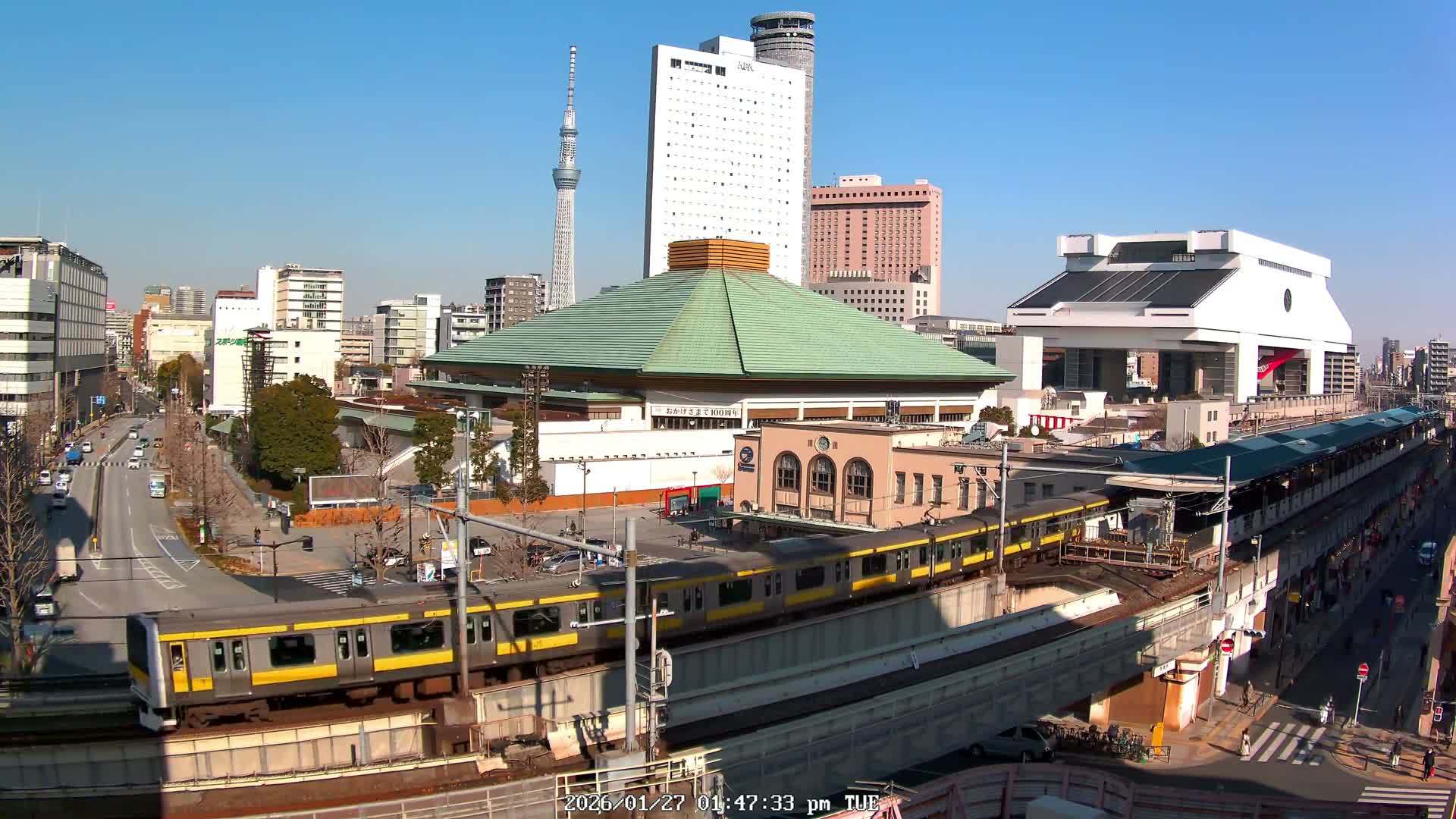 Tokyo, Sumida, Ryogoku Kokugikan Sumo Arena Museum & Yokoami Town ( 東京・墨田区両国国技館・横網町 ) Live Cam - 2 Chome, Ryogoku, Sumida-ku, Tokyo, Kantō, Honshu, Japan