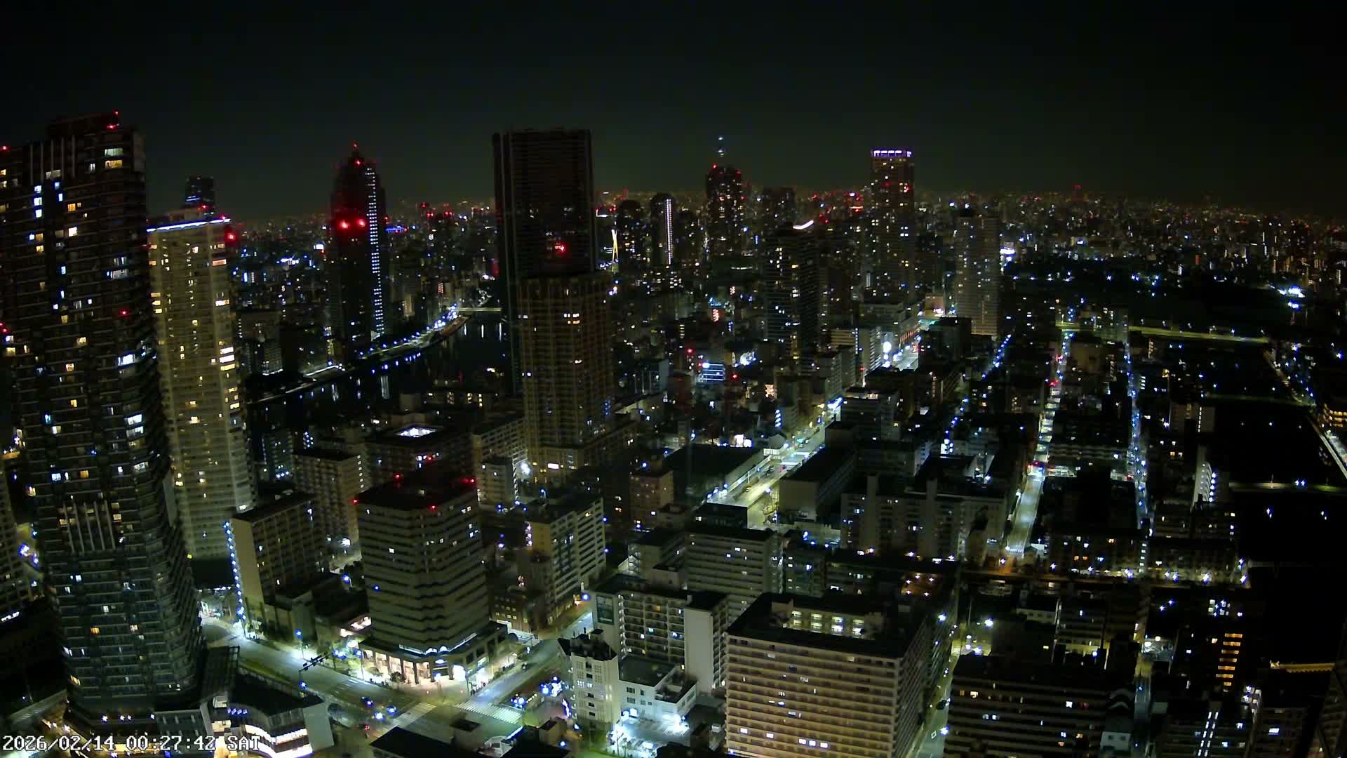 Tokyo, Kachidoki, Sumida River & Tokyo Downtown Skyline towards North View from Kachidoki ( 東京、勝どき、隅田川、北に向かう東京の下町のスカイライン 勝どきからの眺め )Live Cam - 4 Chome, Kachidoki, Chuo ku, Tokyo, Kantō, Honshu, Japan