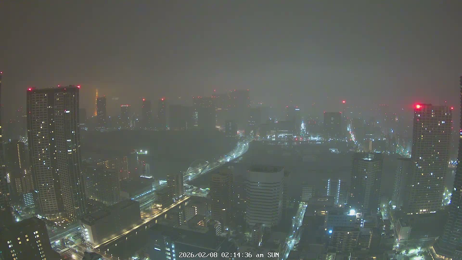 Tokyo, Tokyo Tower / Hama-rikyu Gardens & Minato Skyline View from Kachidoki ( 東京、東京タワー/浜離宮恩賜庭園と勝どきからの港スカイラインの眺め ) Live Cam- 5 Chome, Kachidoki, Chuo ku, Tokyo, Kantō, Honshu, Japan