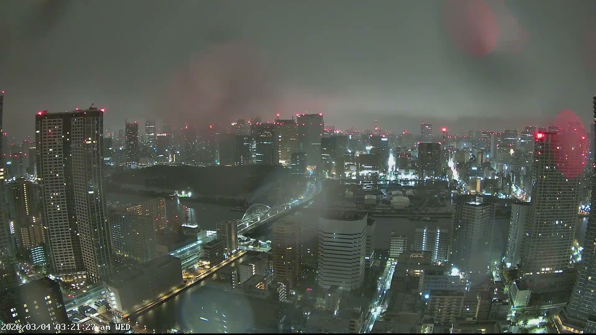 Tokyo, Tokyo Tower / Hama-rikyu Gardens & Minato Skyline View from Kachidoki ( 東京、東京タワー/浜離宮恩賜庭園と勝どきからの港スカイラインの眺め ) Live Cam- 5 Chome, Kachidoki, Chuo ku, Tokyo, Kantō, Honshu, Japan