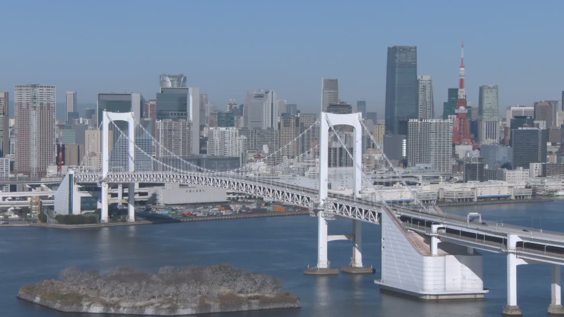 Tokyo PTZ Skyline , Tokyo Bay & Rainbow Bridge Daiba Entrance ( 東京PTZスカイライン、東京湾＆レインボーブリッジ台場入口 )  Live Cam - 2 Chome, Daiba, Odaiba, Minato-ku, Tokyo, Kantō, Honshu, Japan