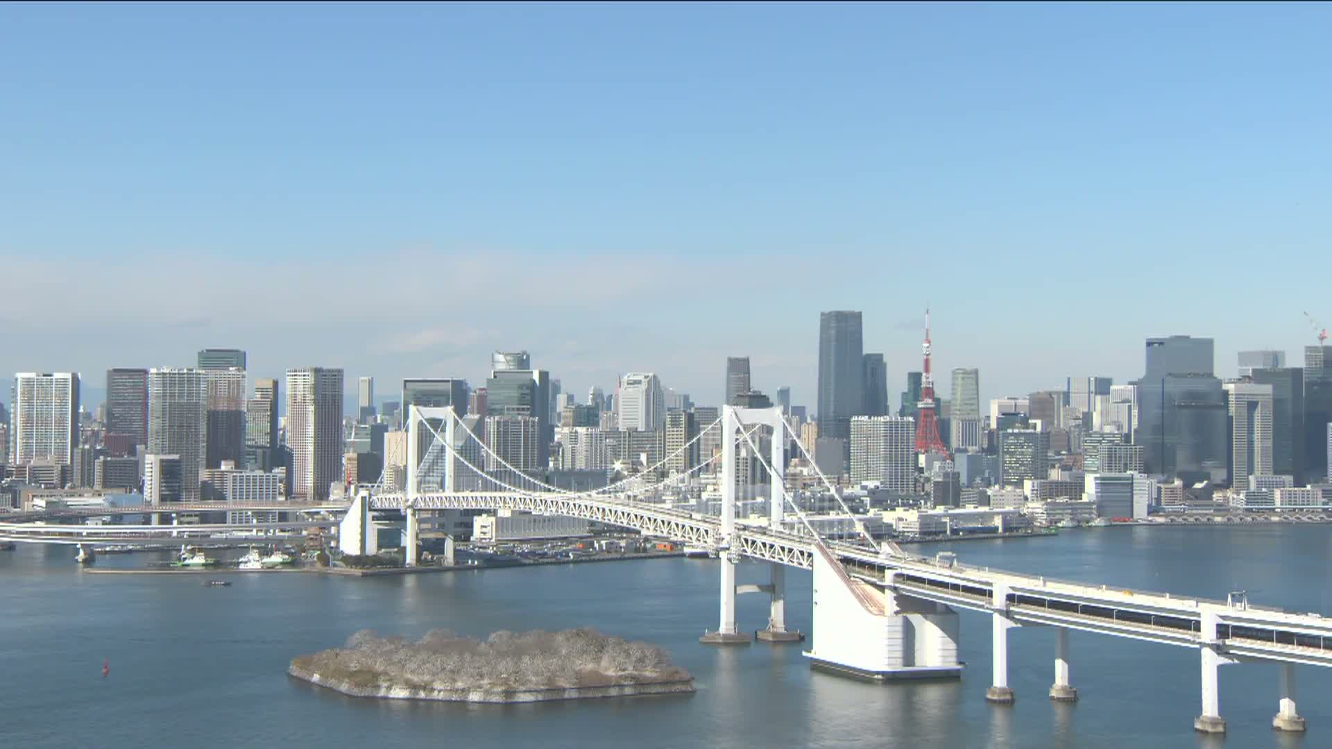 Tokyo PTZ Skyline , Tokyo Bay & Rainbow Bridge Daiba Entrance ( 東京PTZスカイライン、東京湾＆レインボーブリッジ台場入口 )  Live Cam - 2 Chome, Daiba, Odaiba, Minato-ku, Tokyo, Kantō, Honshu, Japan